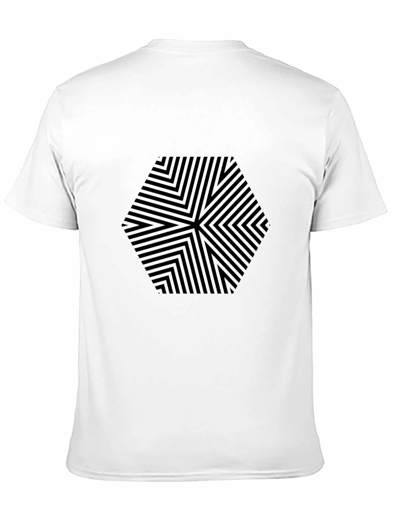 Mens Black Hexagon Pattern Graphic Tee