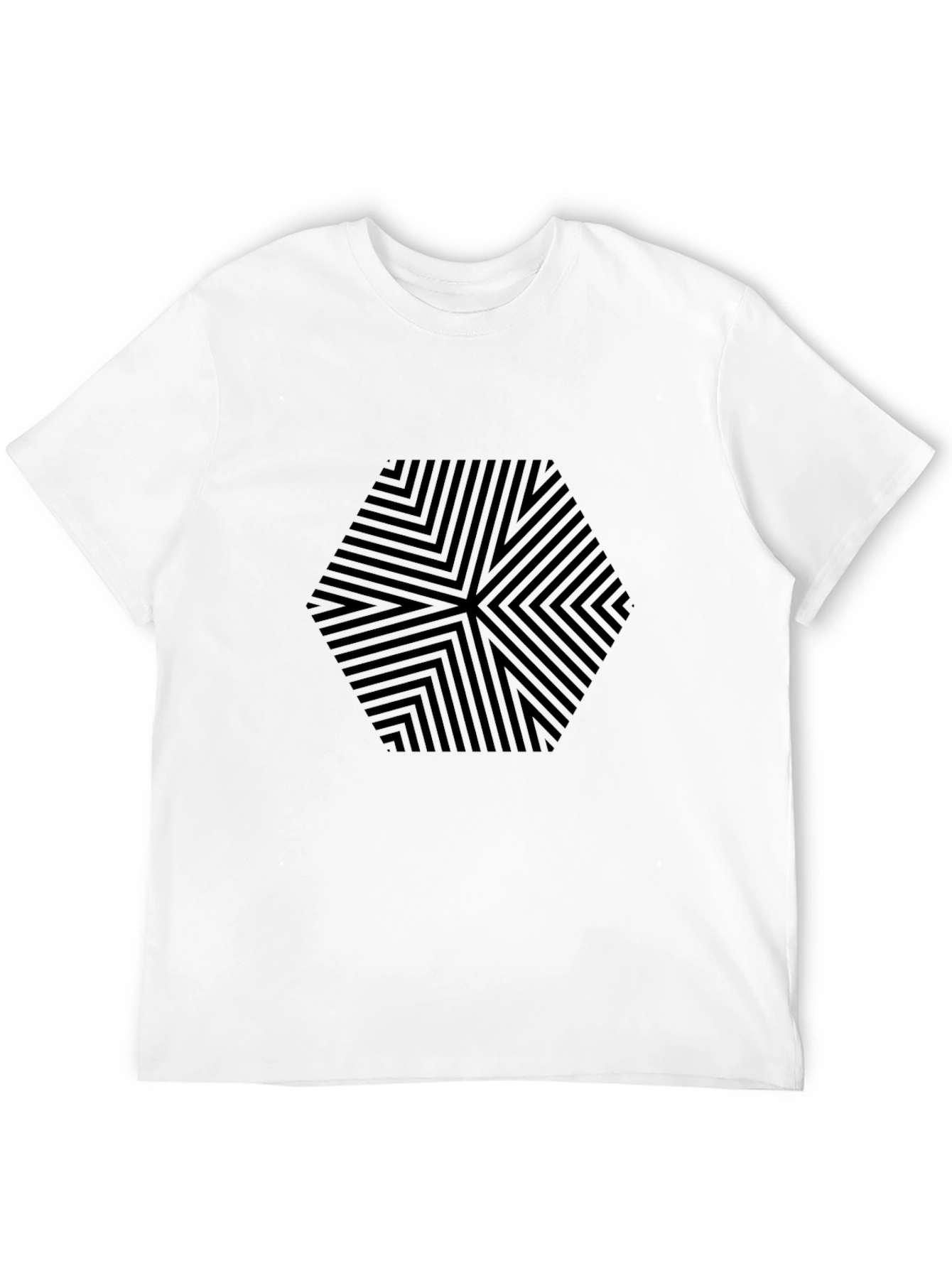 Mens Black Hexagon Pattern Graphic Tee