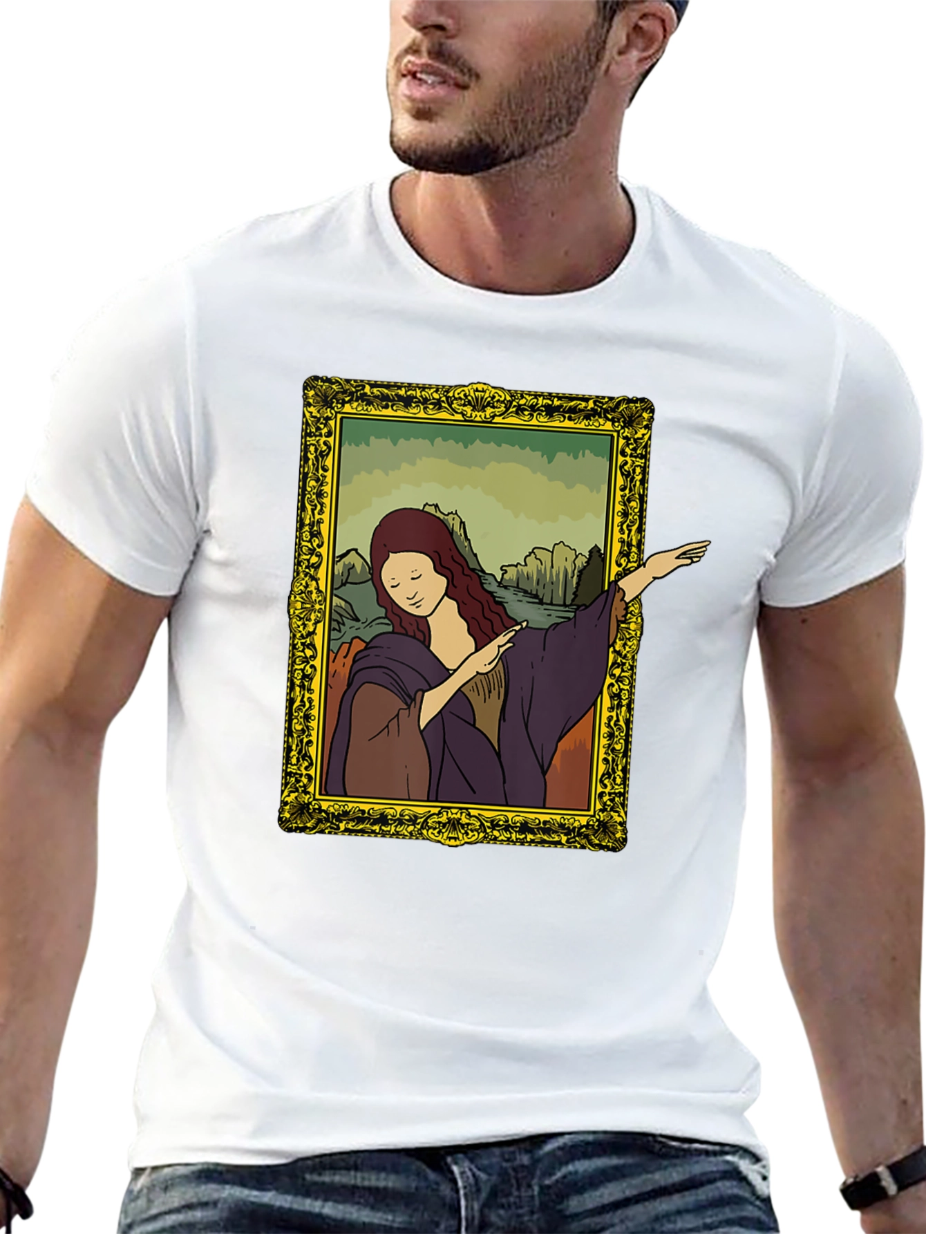 Mona Lisa Dabbing Graphic Tee - Black