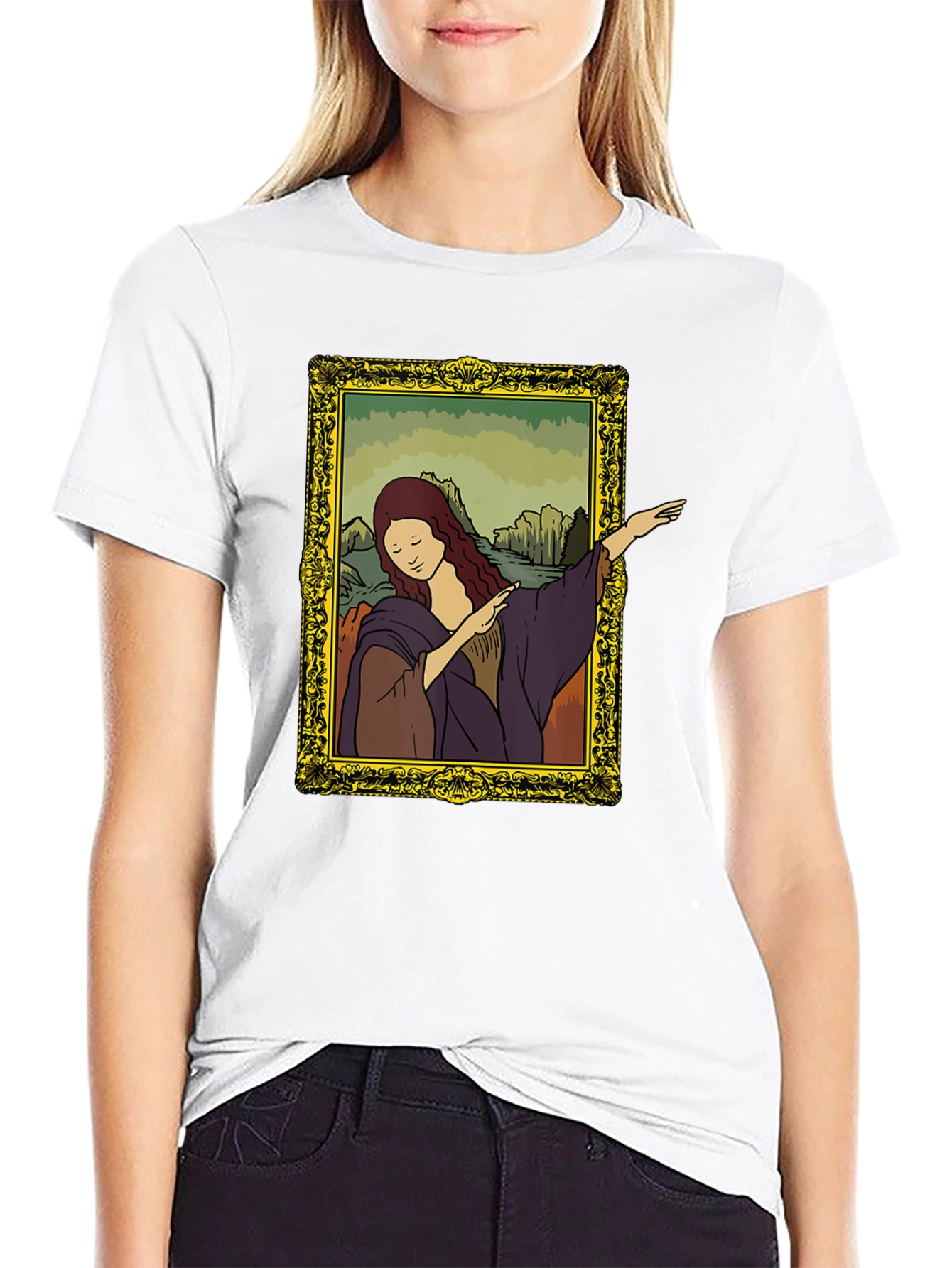 Mona Lisa Dabbing Graphic Tee - Black