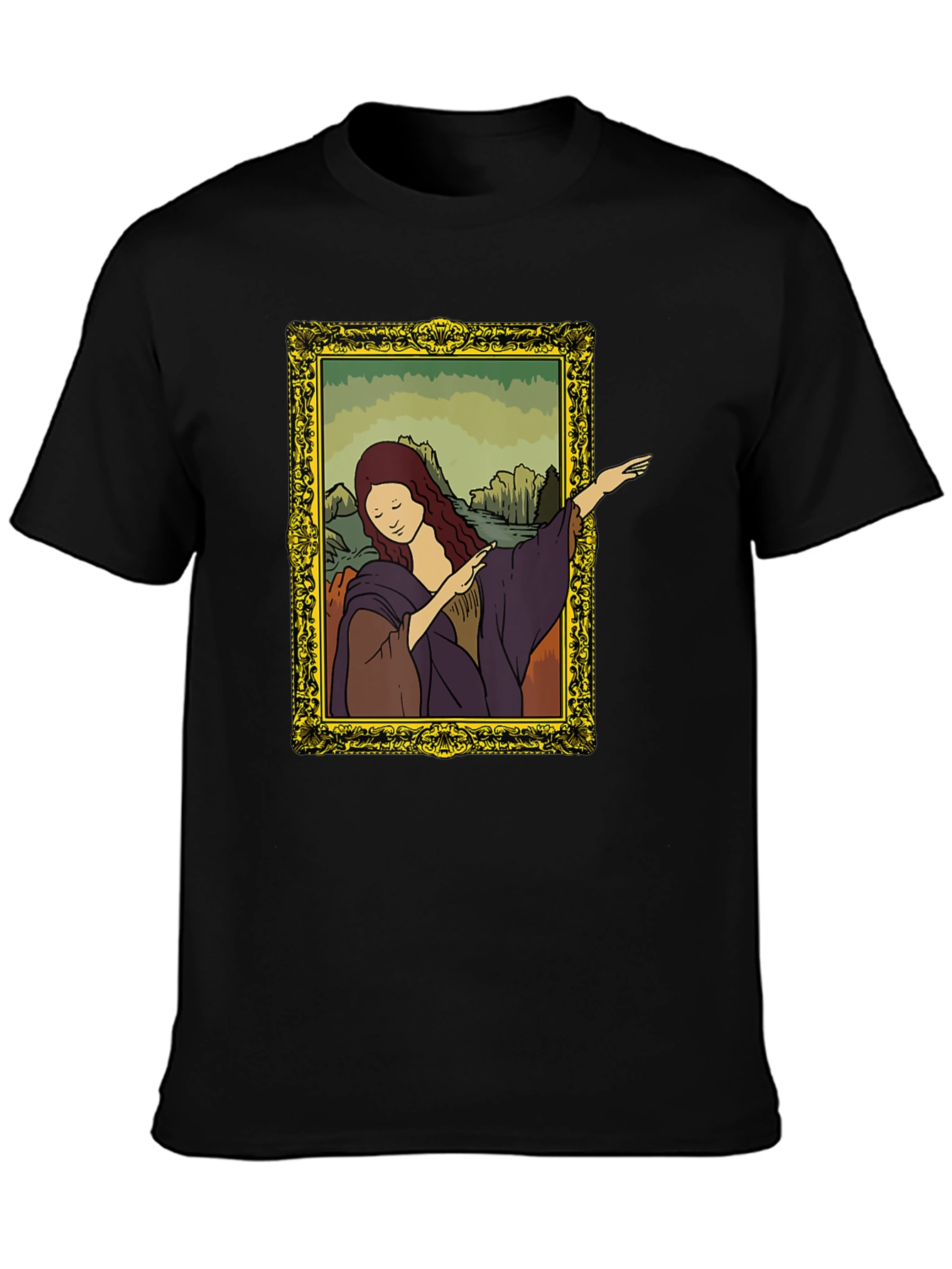 Mona Lisa Dabbing Graphic Tee - Black