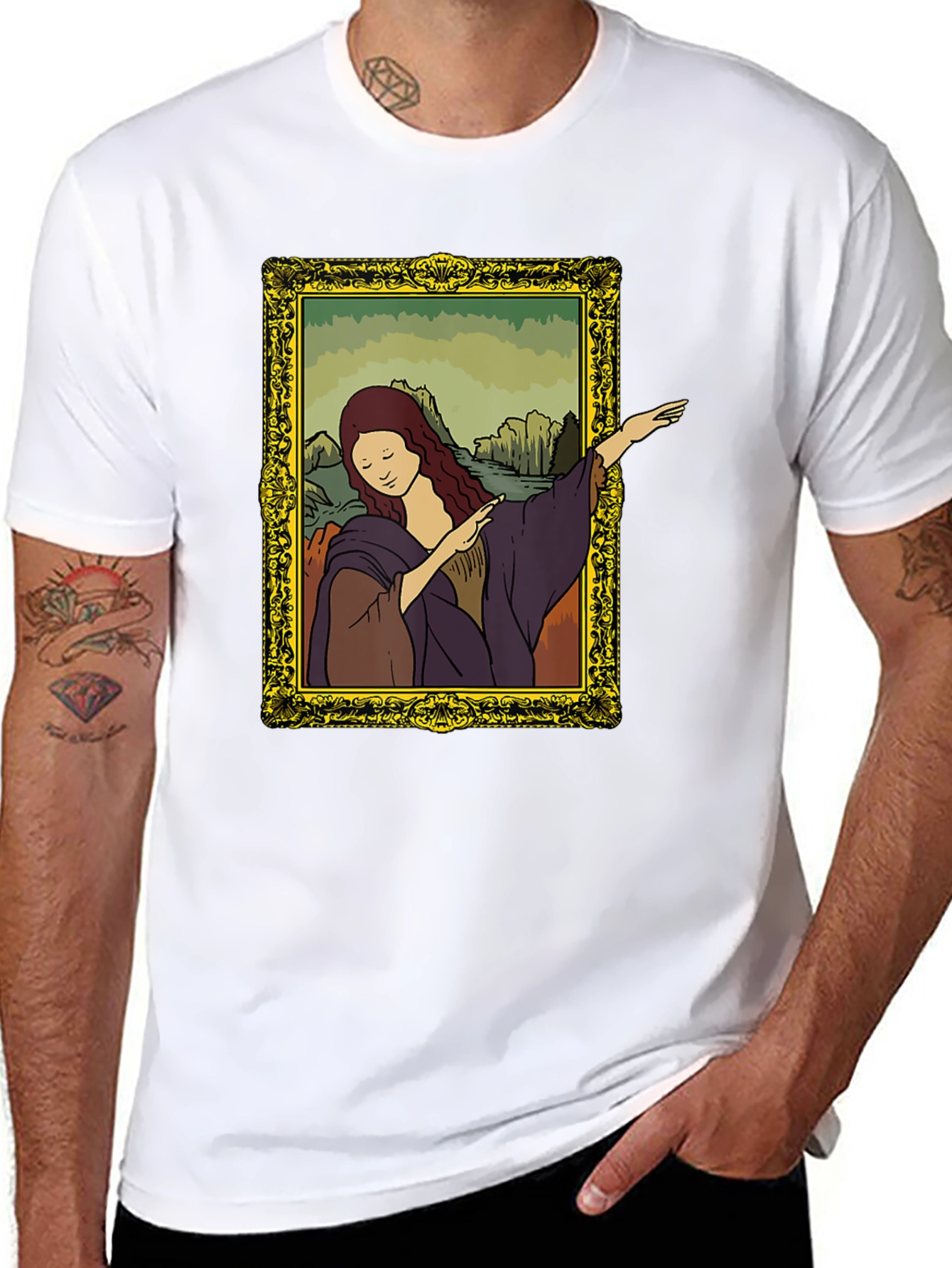 Mona Lisa Dabbing Graphic Tee - Black