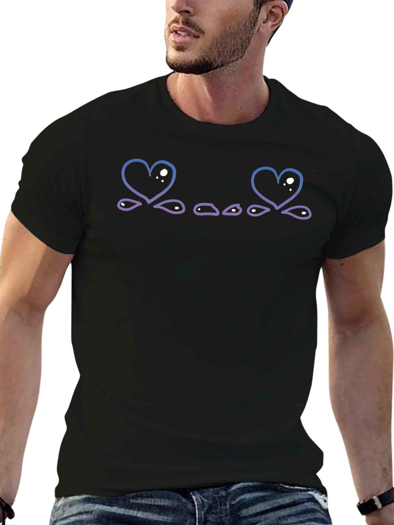 Heart Eyes Emoji Graphic Tee - Casual Black T-Shirt