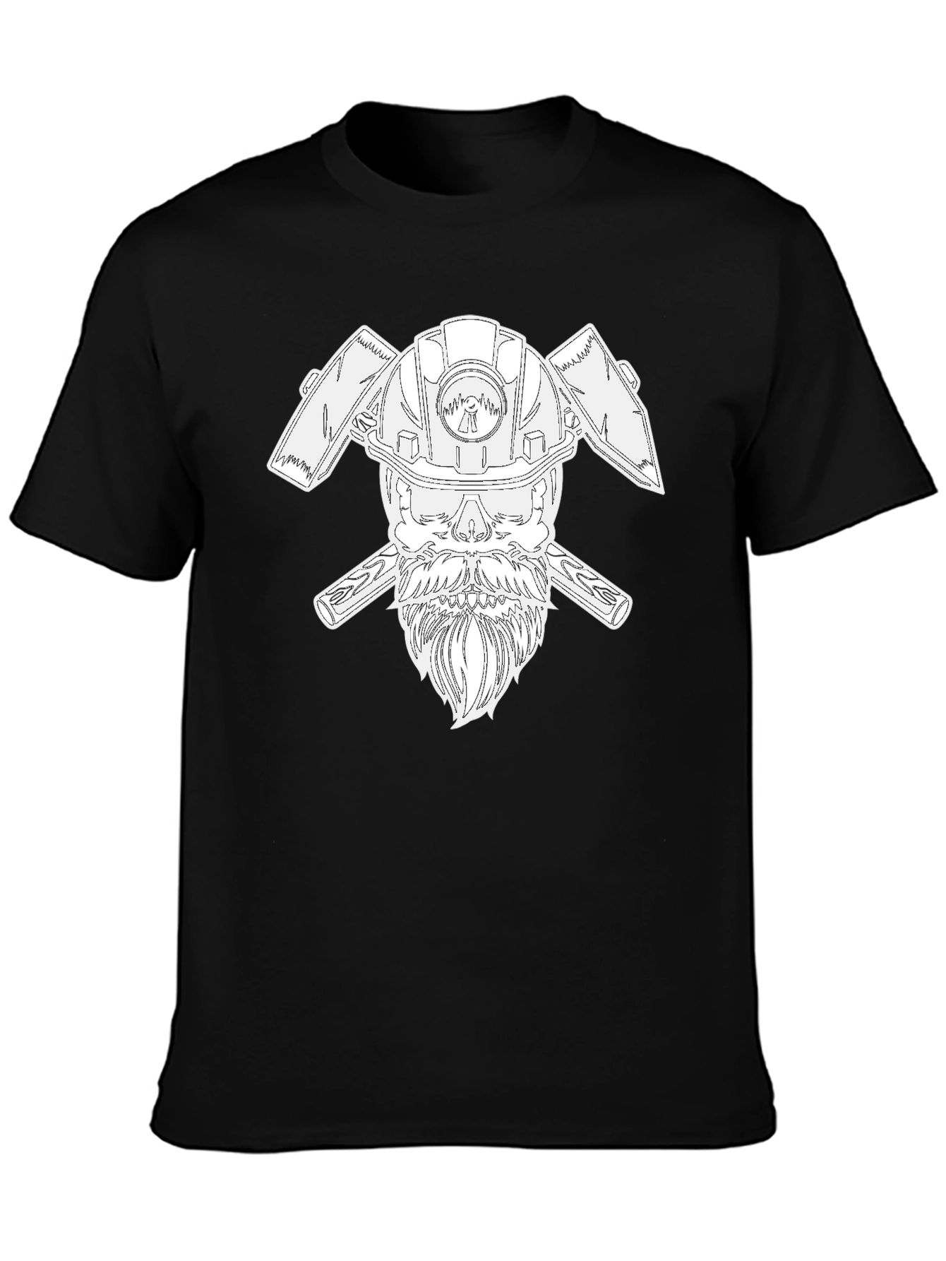 Cool Miner Skull T-Shirt - Black Crew Neck Tee