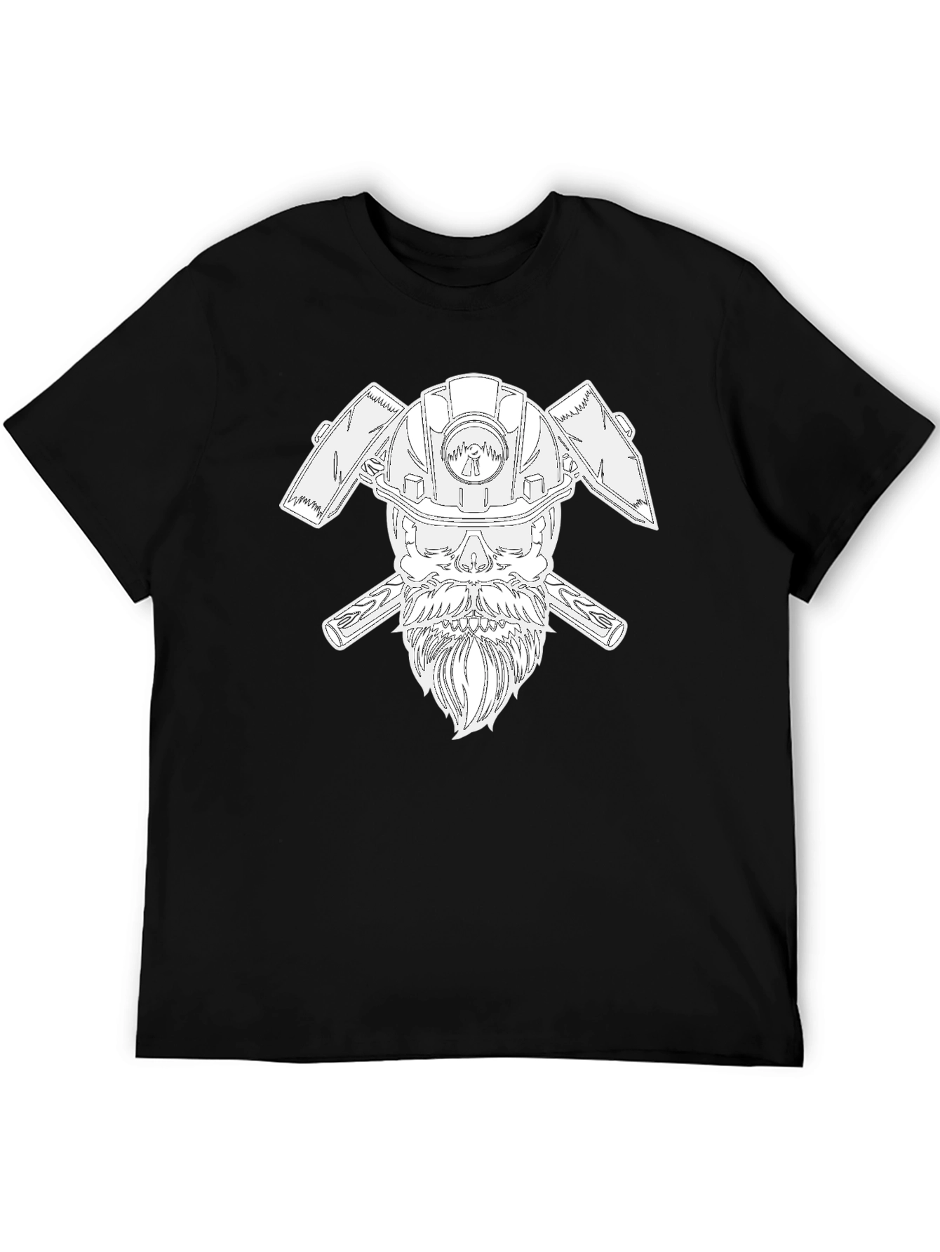 Cool Miner Skull T-Shirt - Black Crew Neck Tee