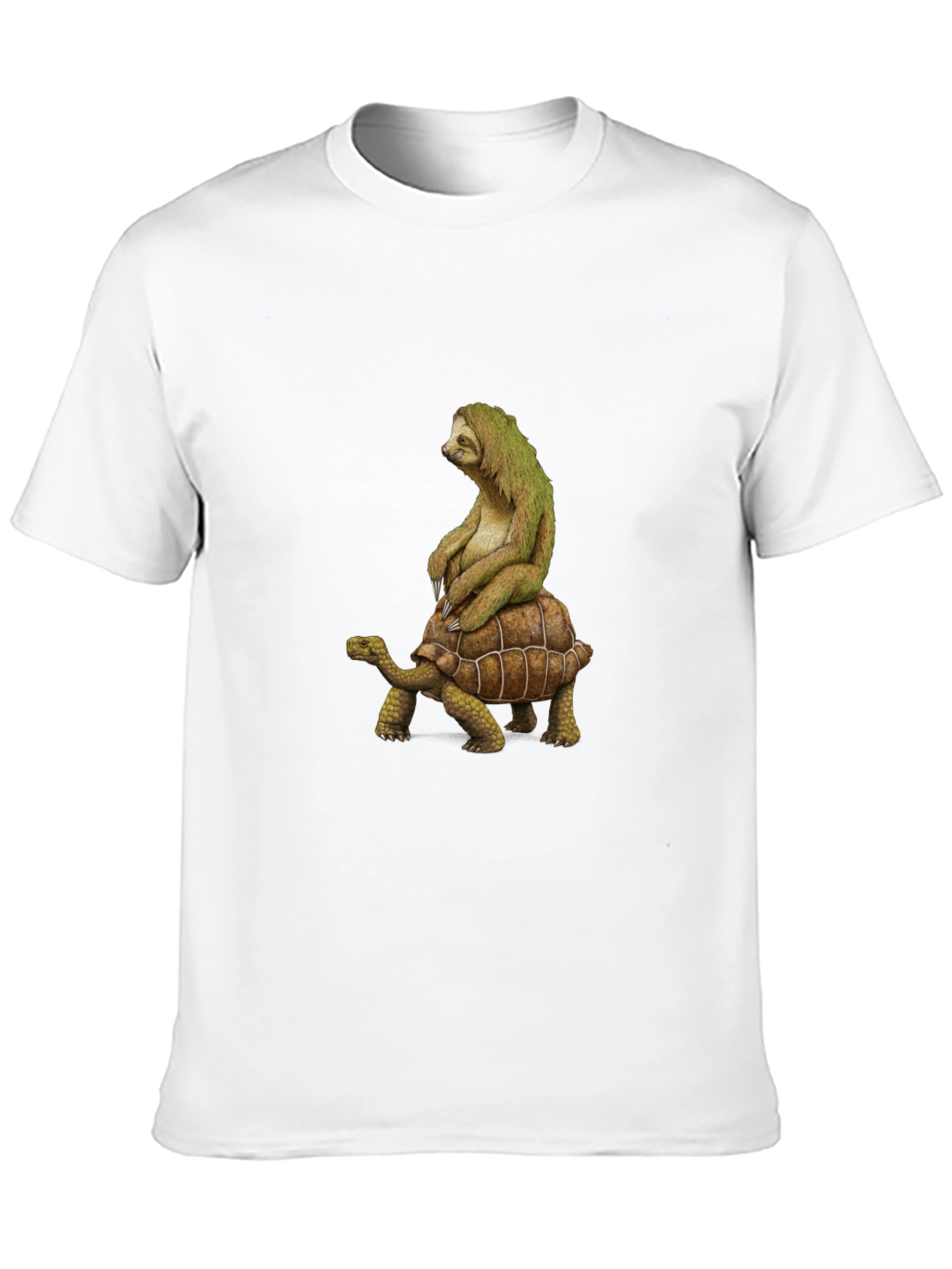 Sloth Riding Turtle Graphic T-Shirt