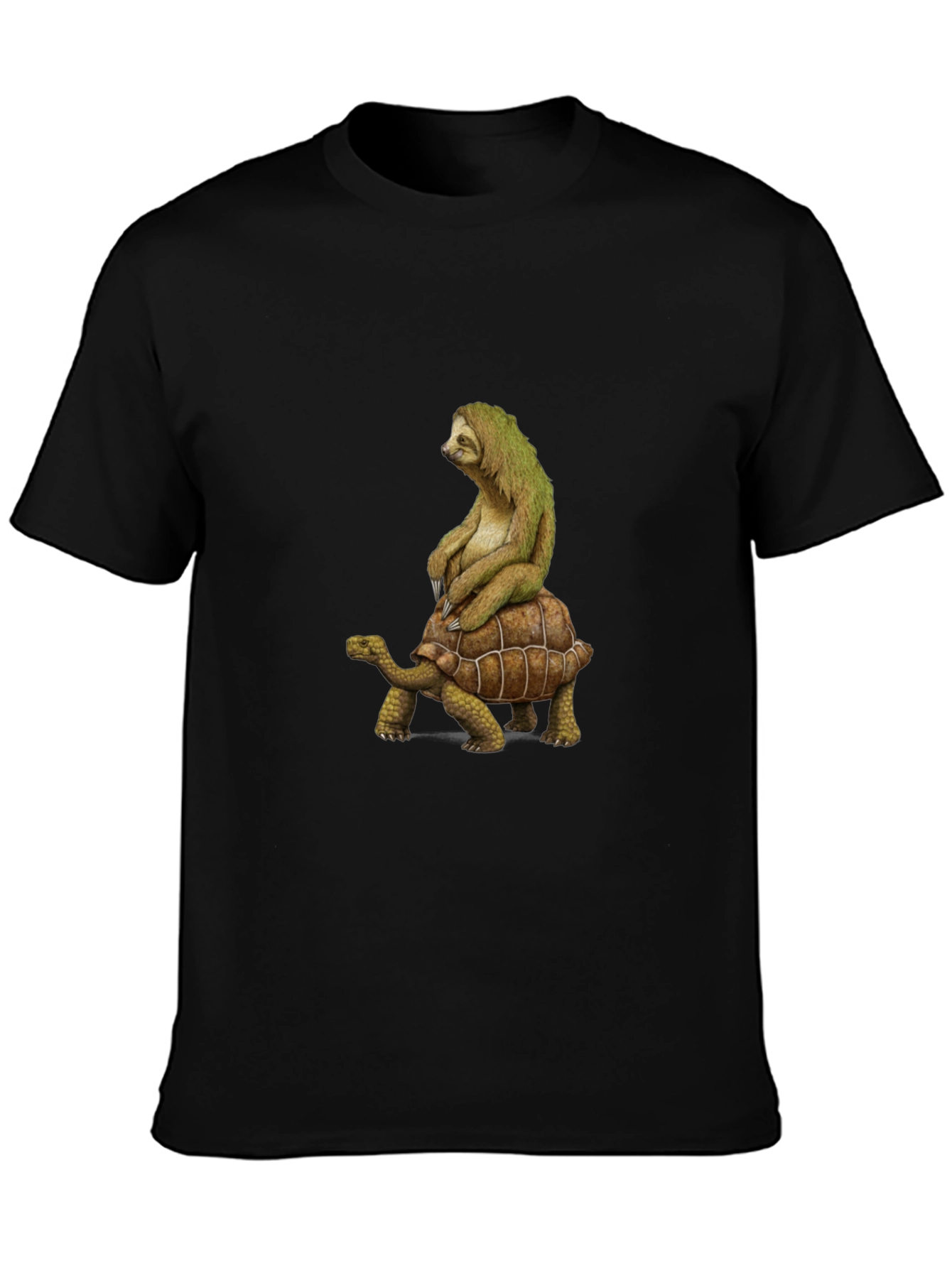 Sloth Riding Turtle Graphic T-Shirt