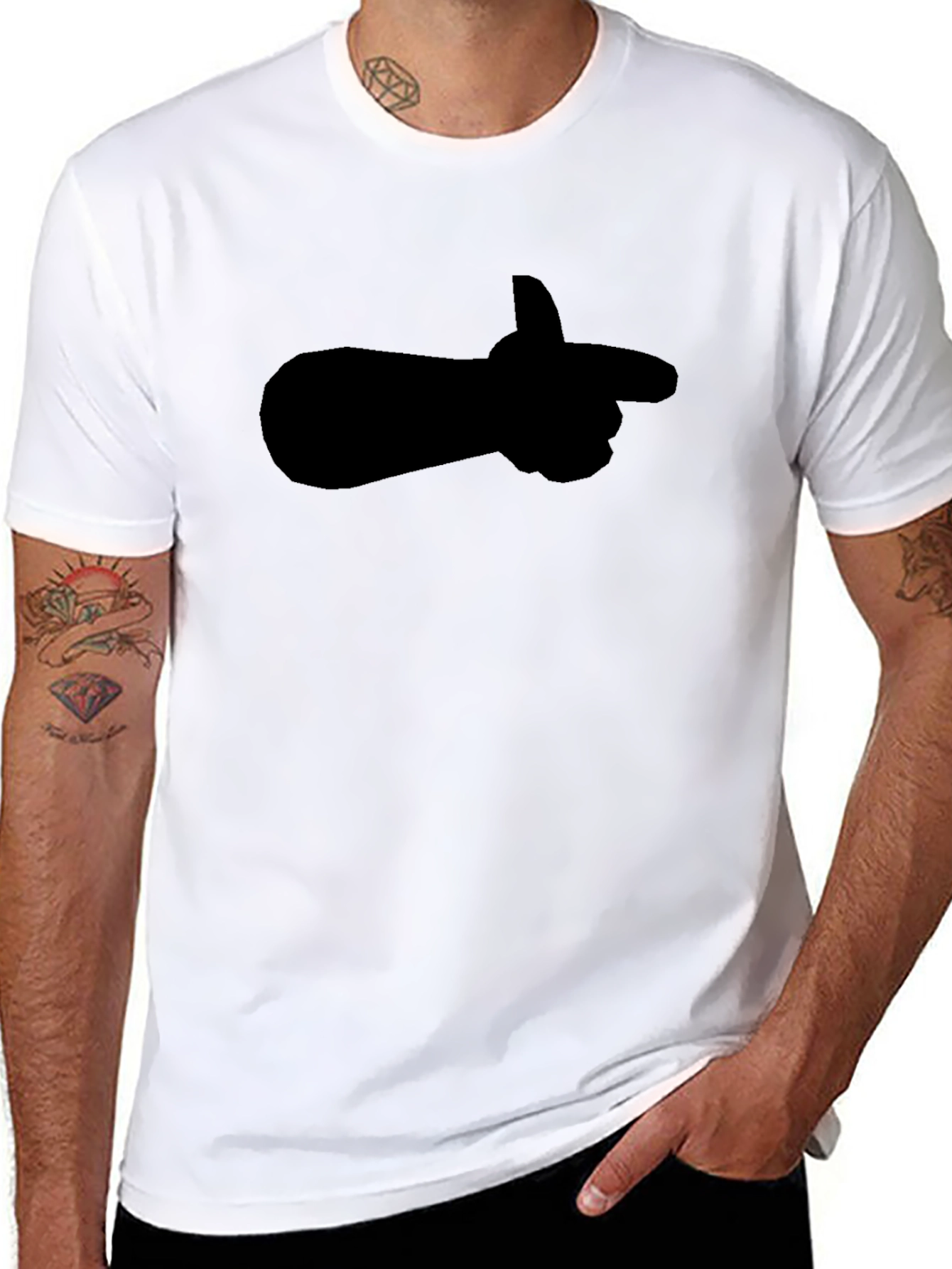 Pointing Finger Graphic Tee - Stylish Black Shirt