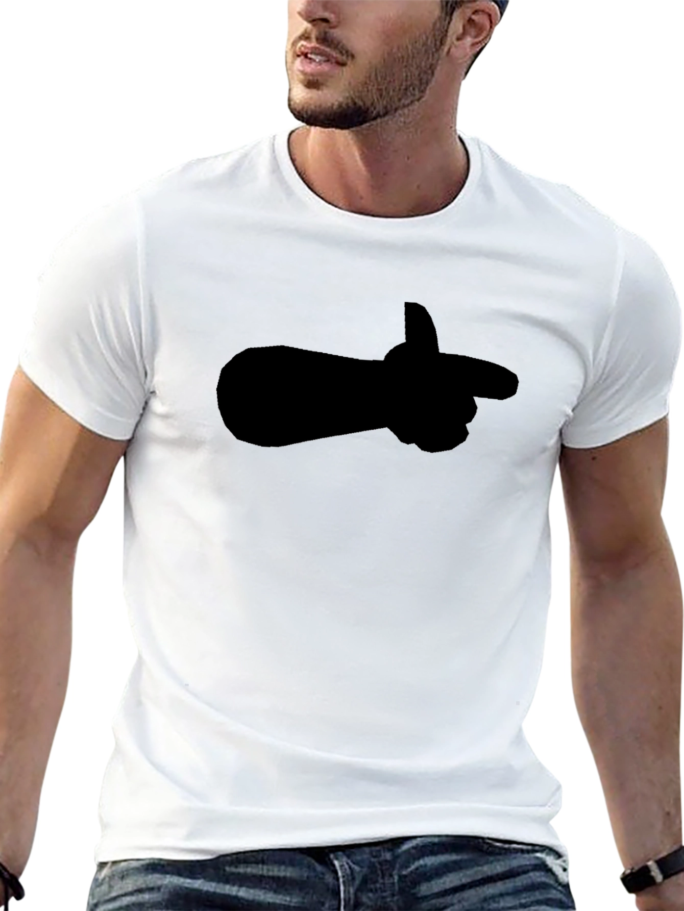 Pointing Finger Graphic Tee - Stylish Black Shirt