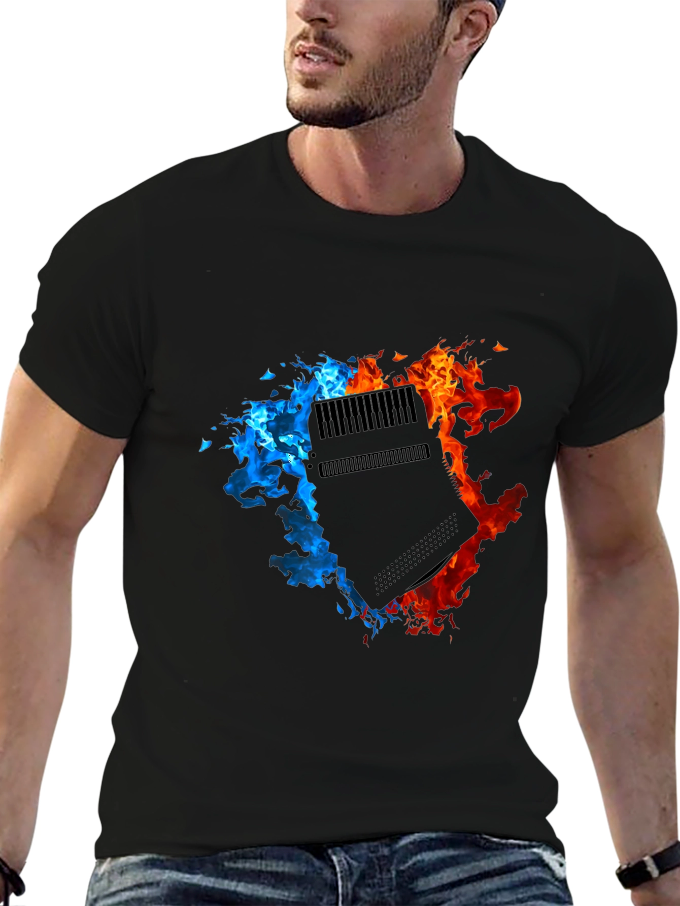 Fiery Console Graphic Black T-Shirt