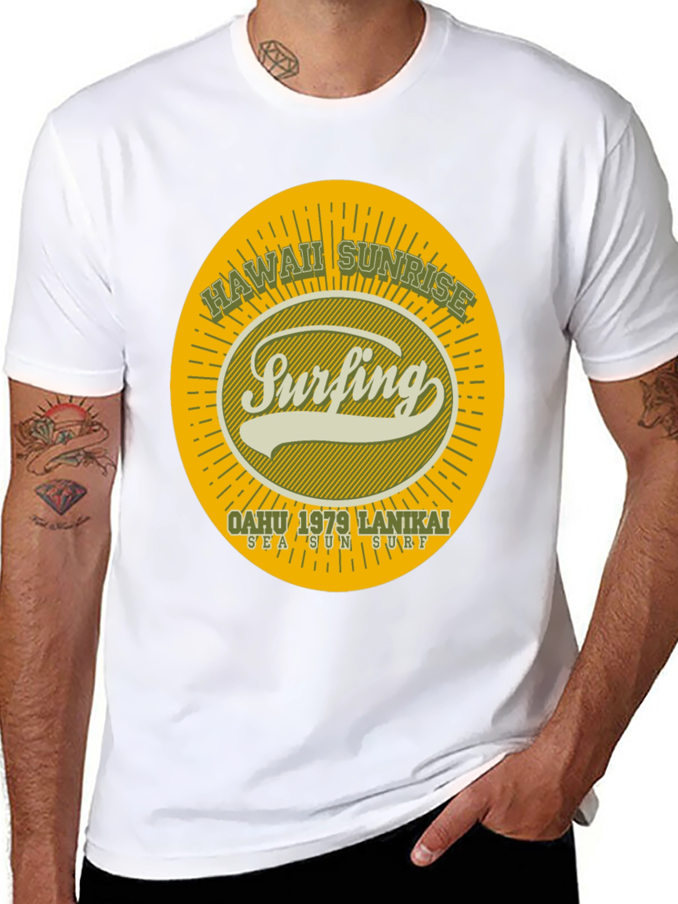Hawaii Sunrise Surfing T-Shirt