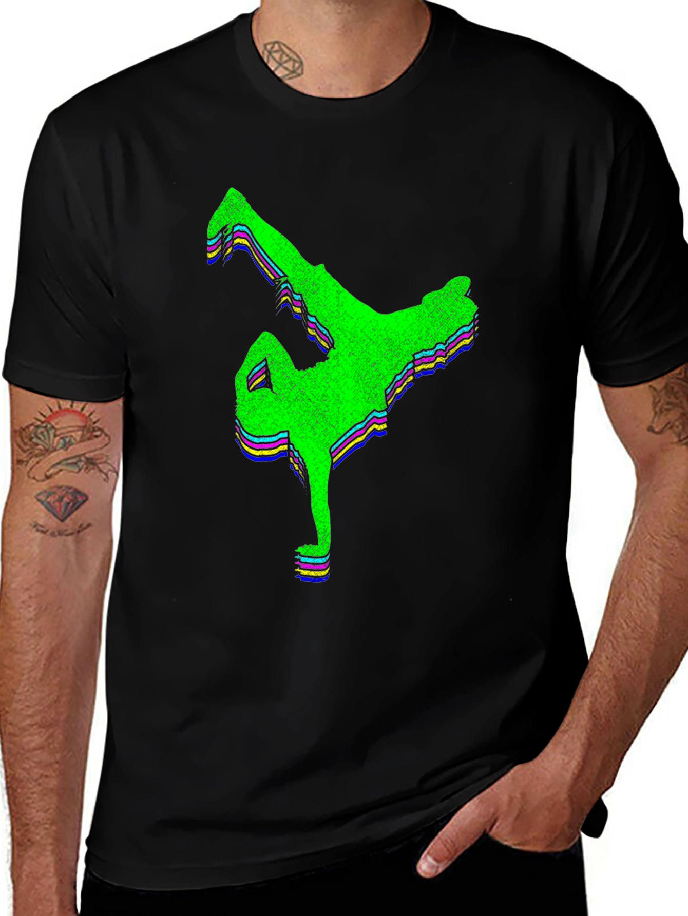 Retro Breakdance Graphic Tee - Black