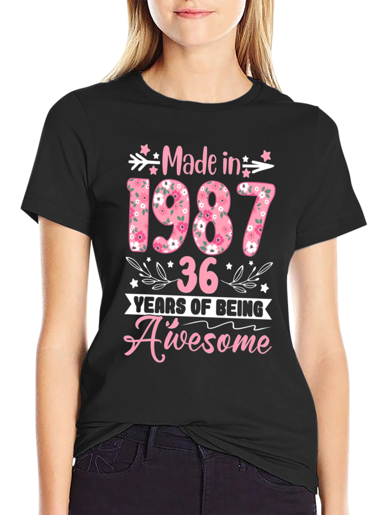Made in 1987 Floral Birthday T-Shirt