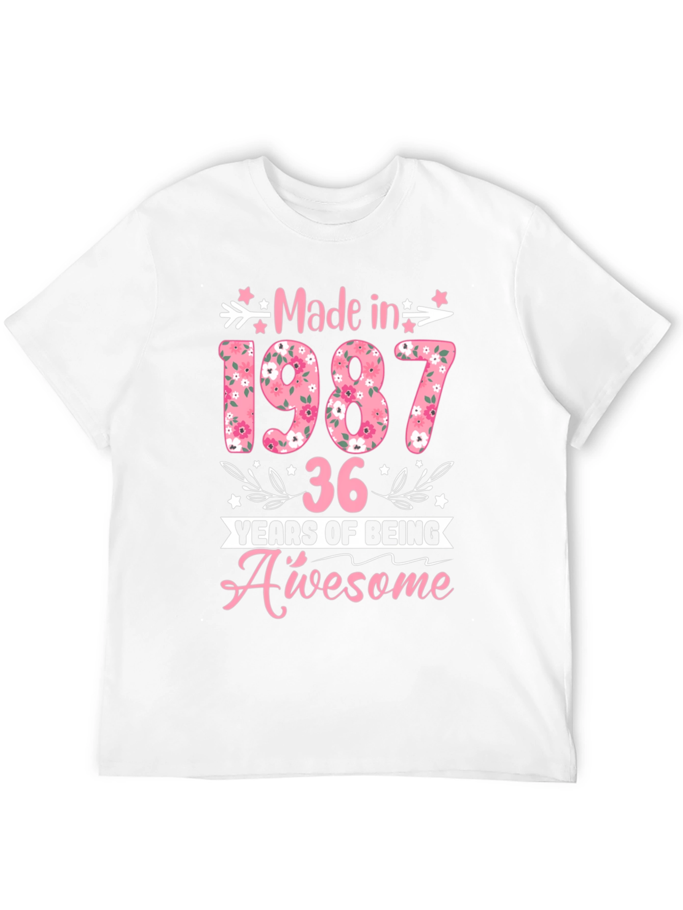Made in 1987 Floral Birthday T-Shirt