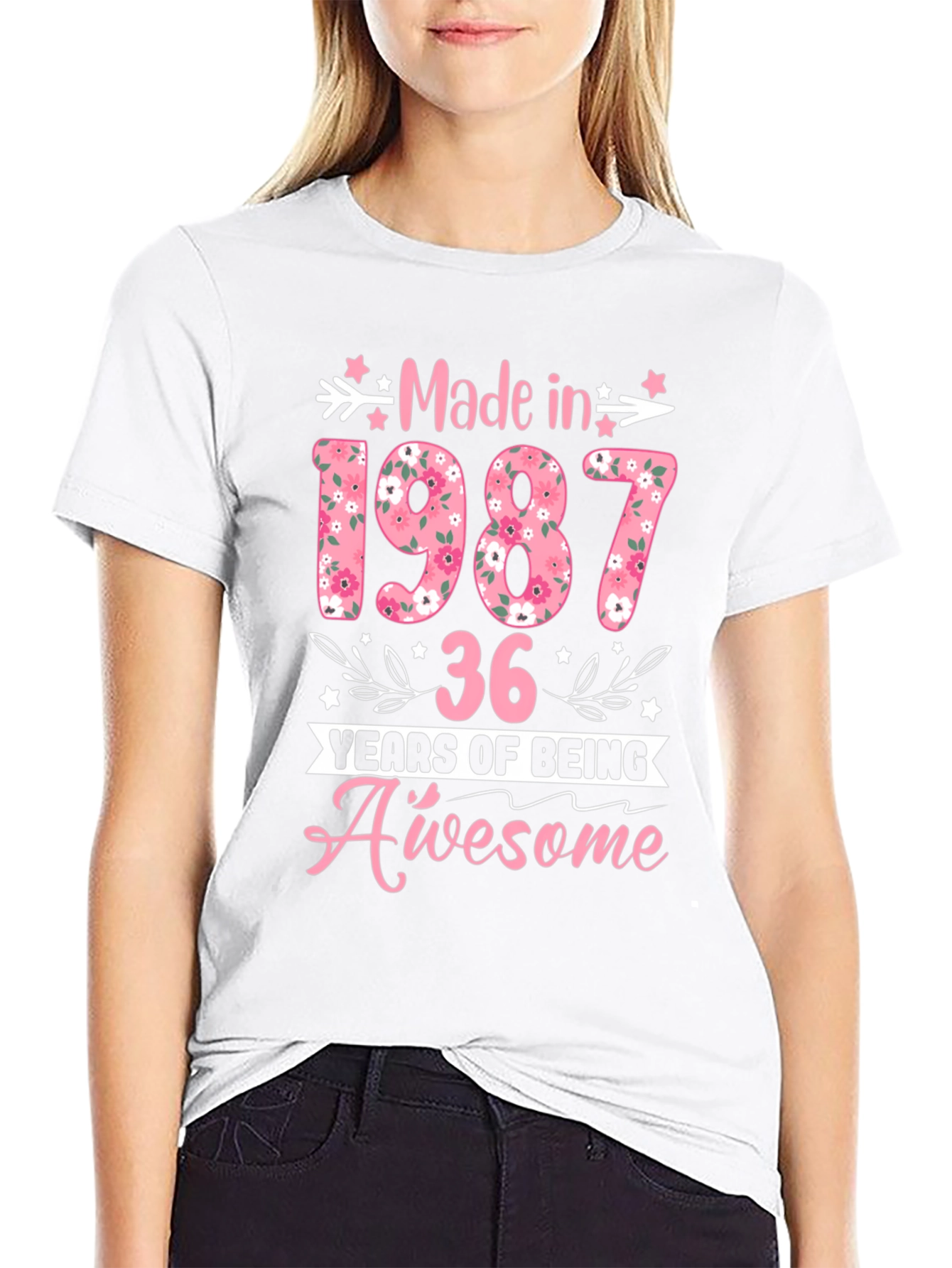 Made in 1987 Floral Birthday T-Shirt