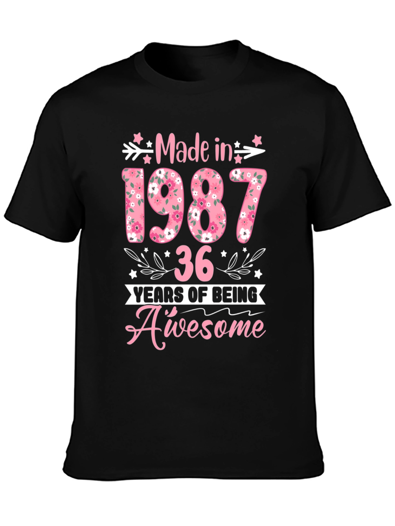 Made in 1987 Floral Birthday T-Shirt