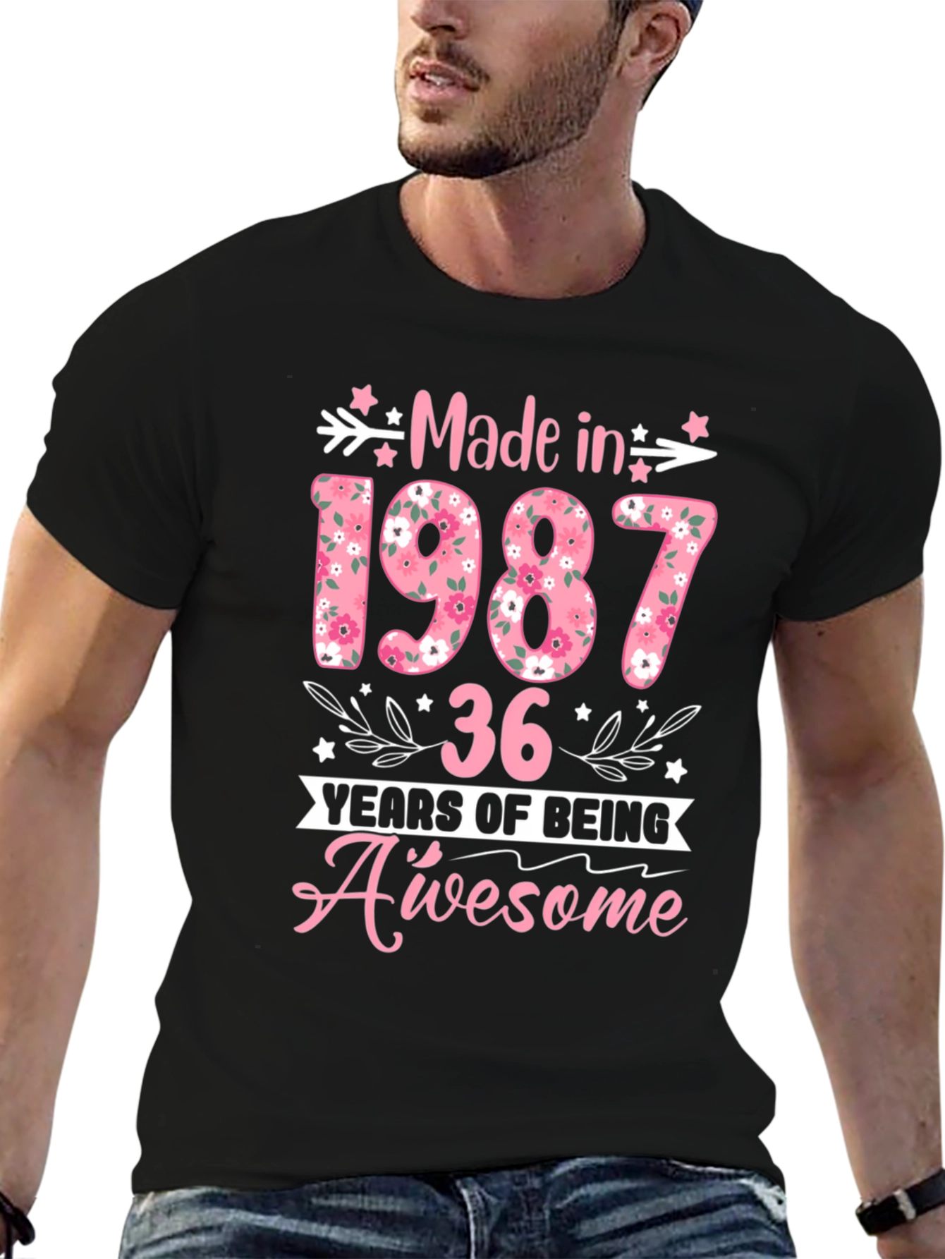 Made in 1987 Floral Birthday T-Shirt