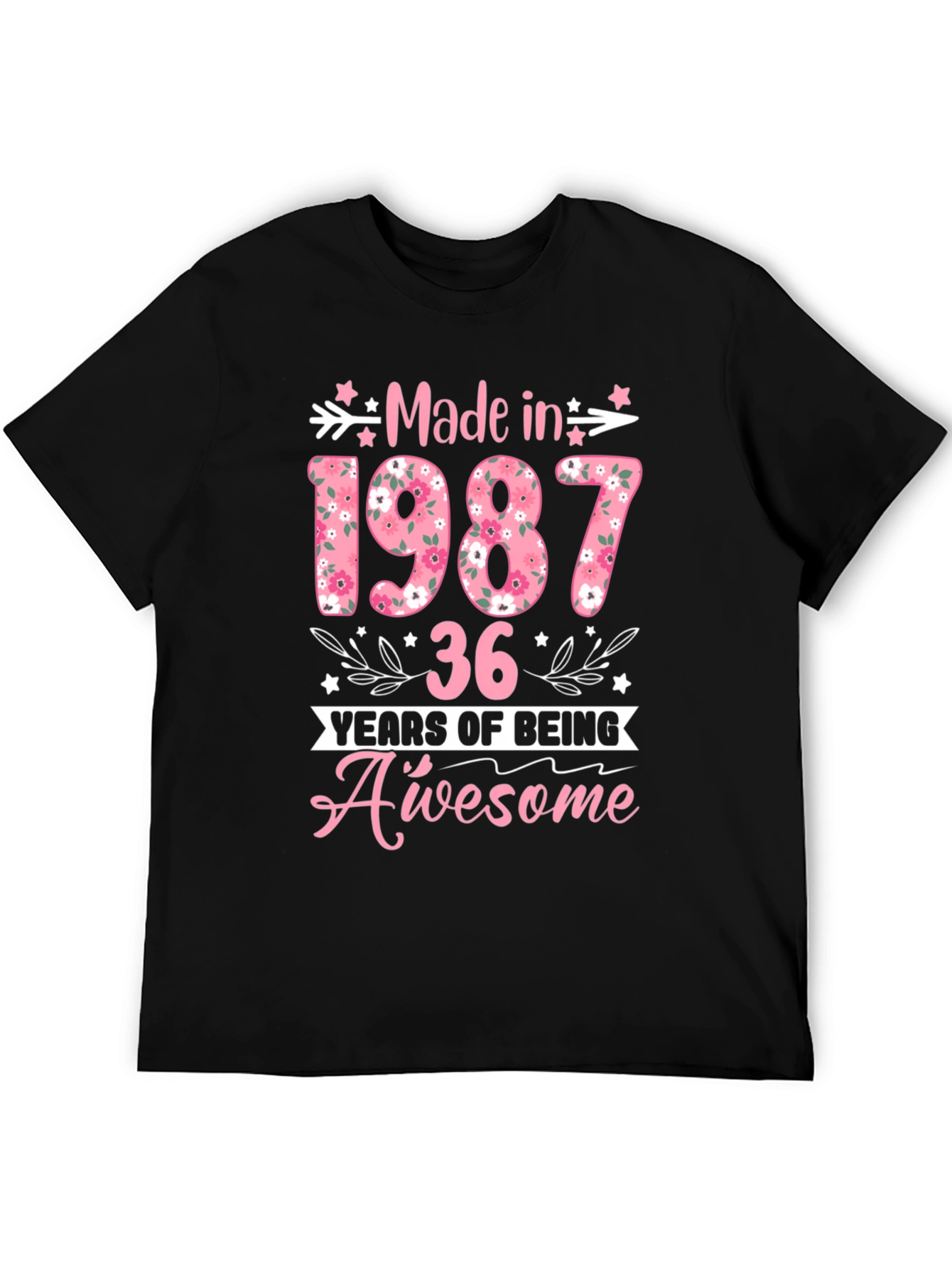 Made in 1987 Floral Birthday T-Shirt
