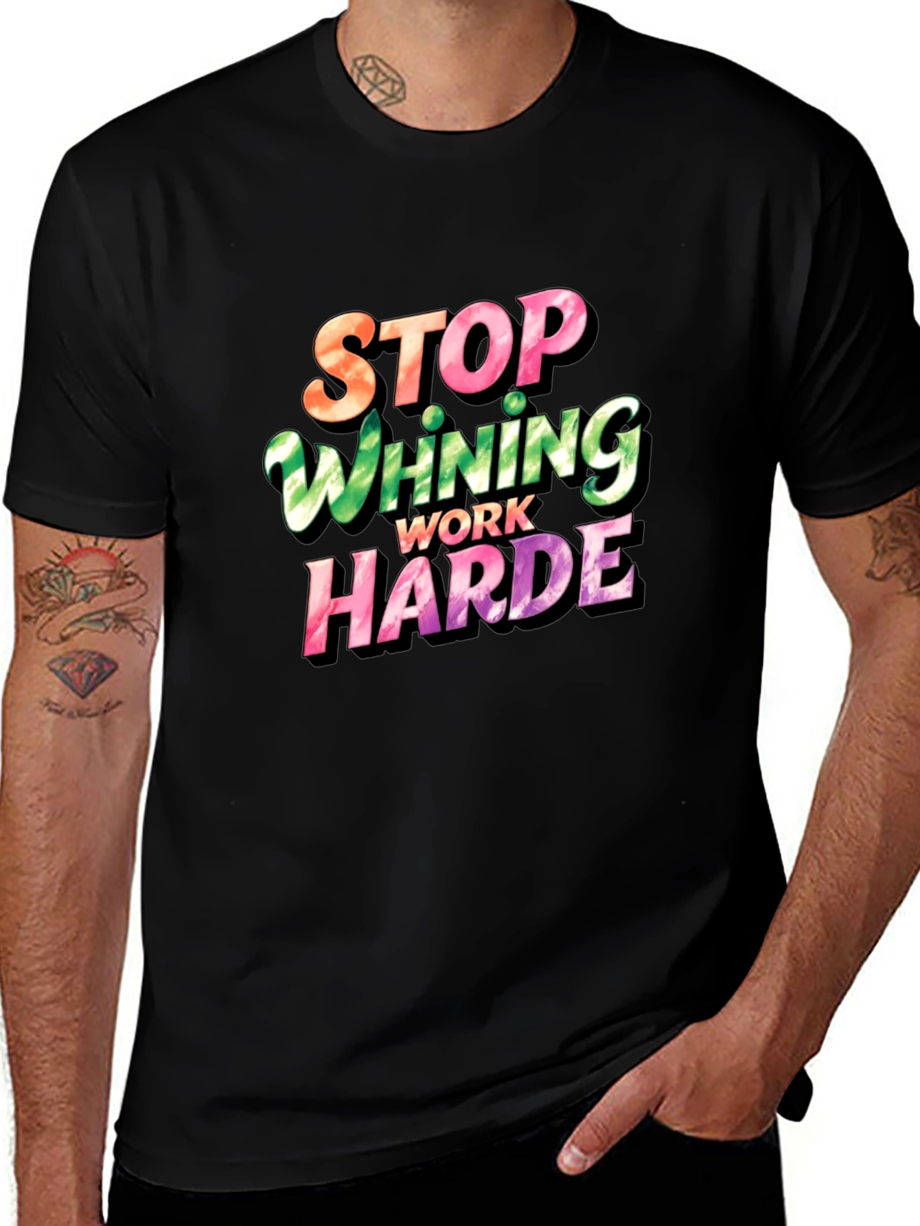 Stop Whining Work Harder Mens Graphic Tee