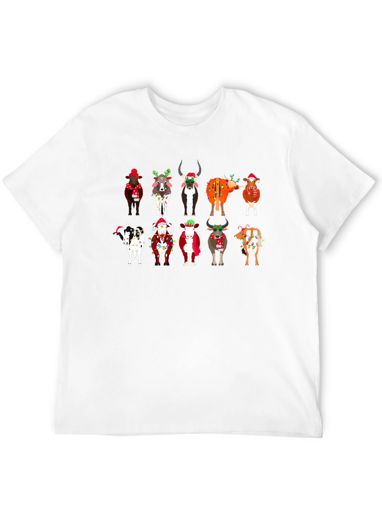 Festive Christmas Cows Black T-Shirt