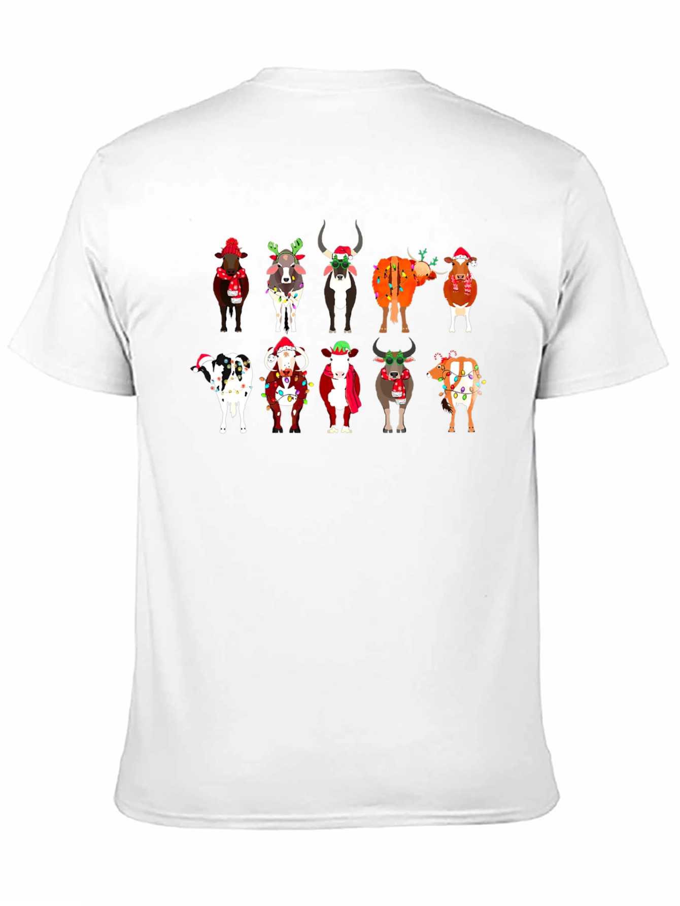 Festive Christmas Cows Black T-Shirt