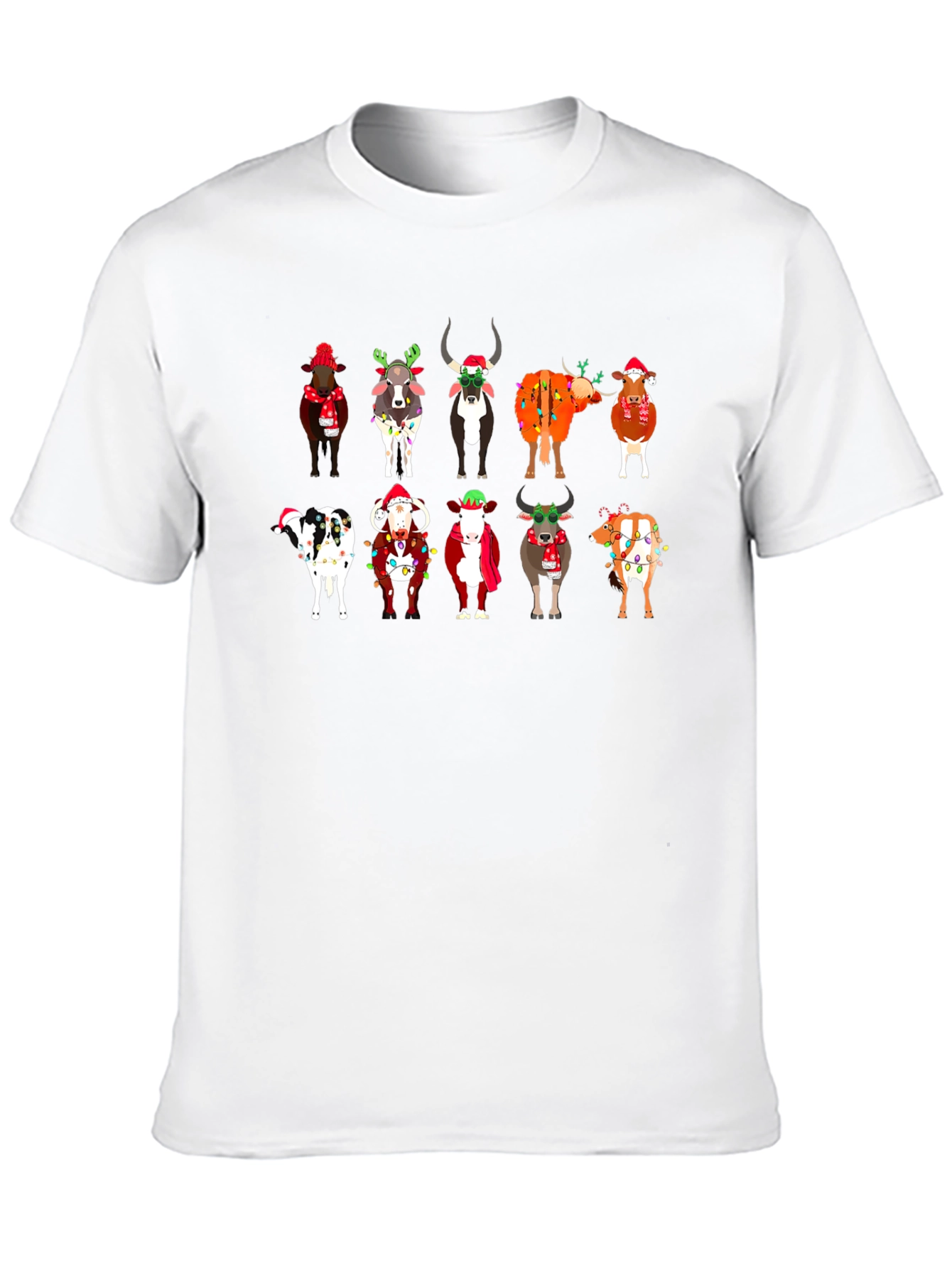 Festive Christmas Cows Black T-Shirt