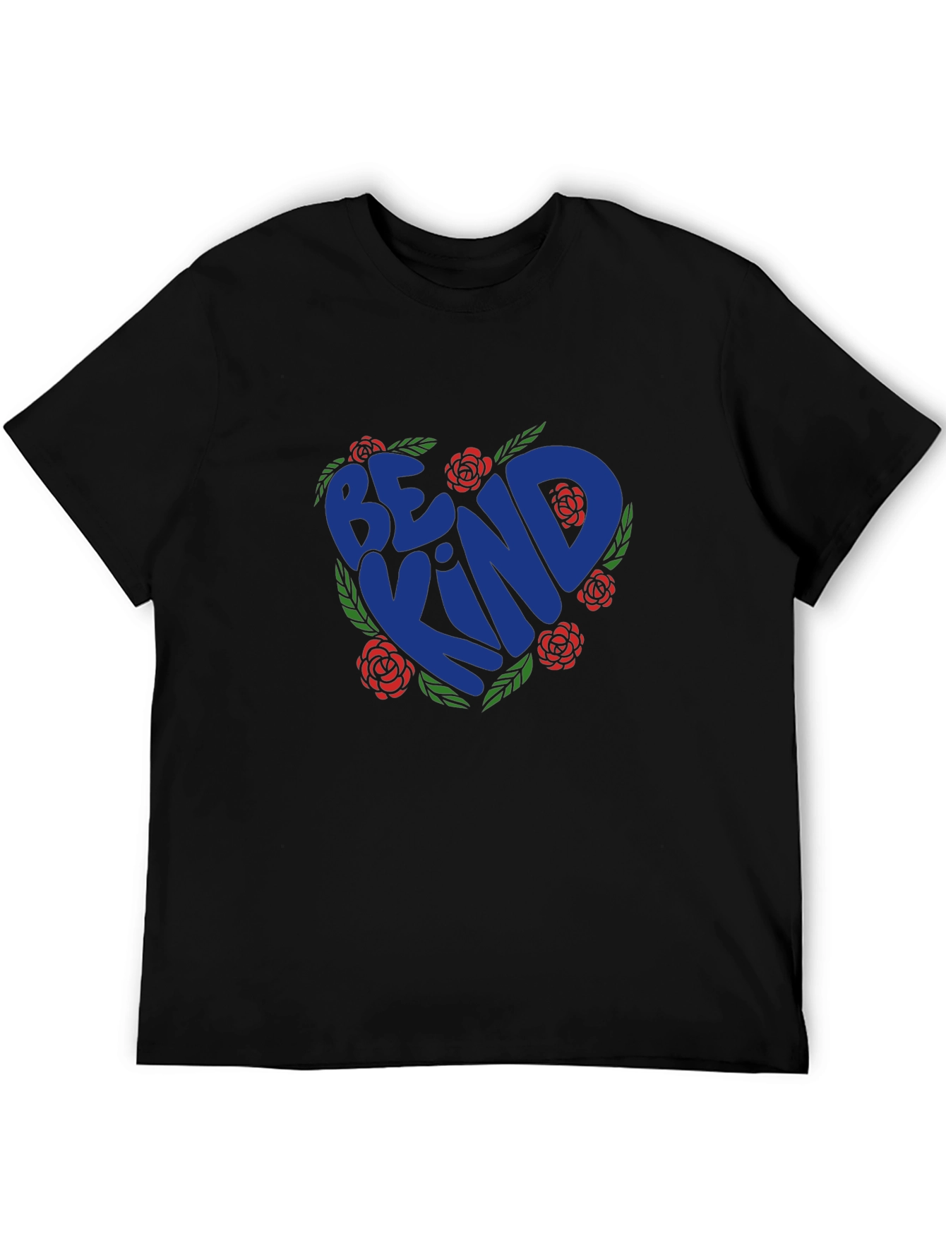 Be Kind Heart Rose Graphic T-Shirt - Black