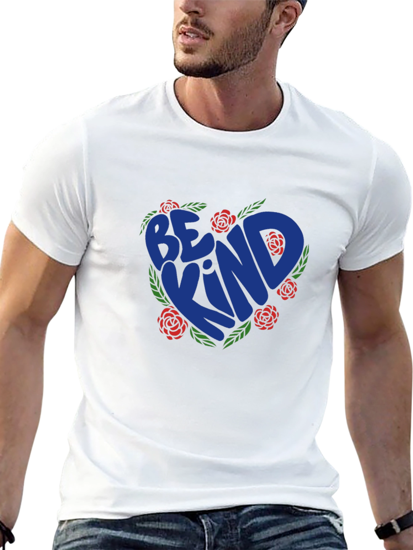 Be Kind Heart Rose Graphic T-Shirt - Black