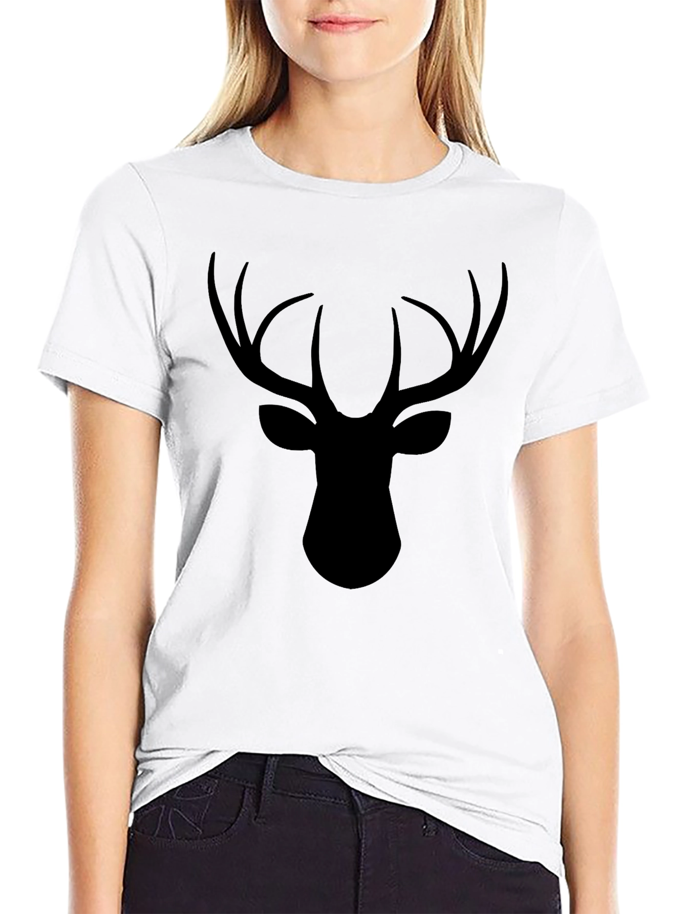 Black Deer Head Graphic Tee