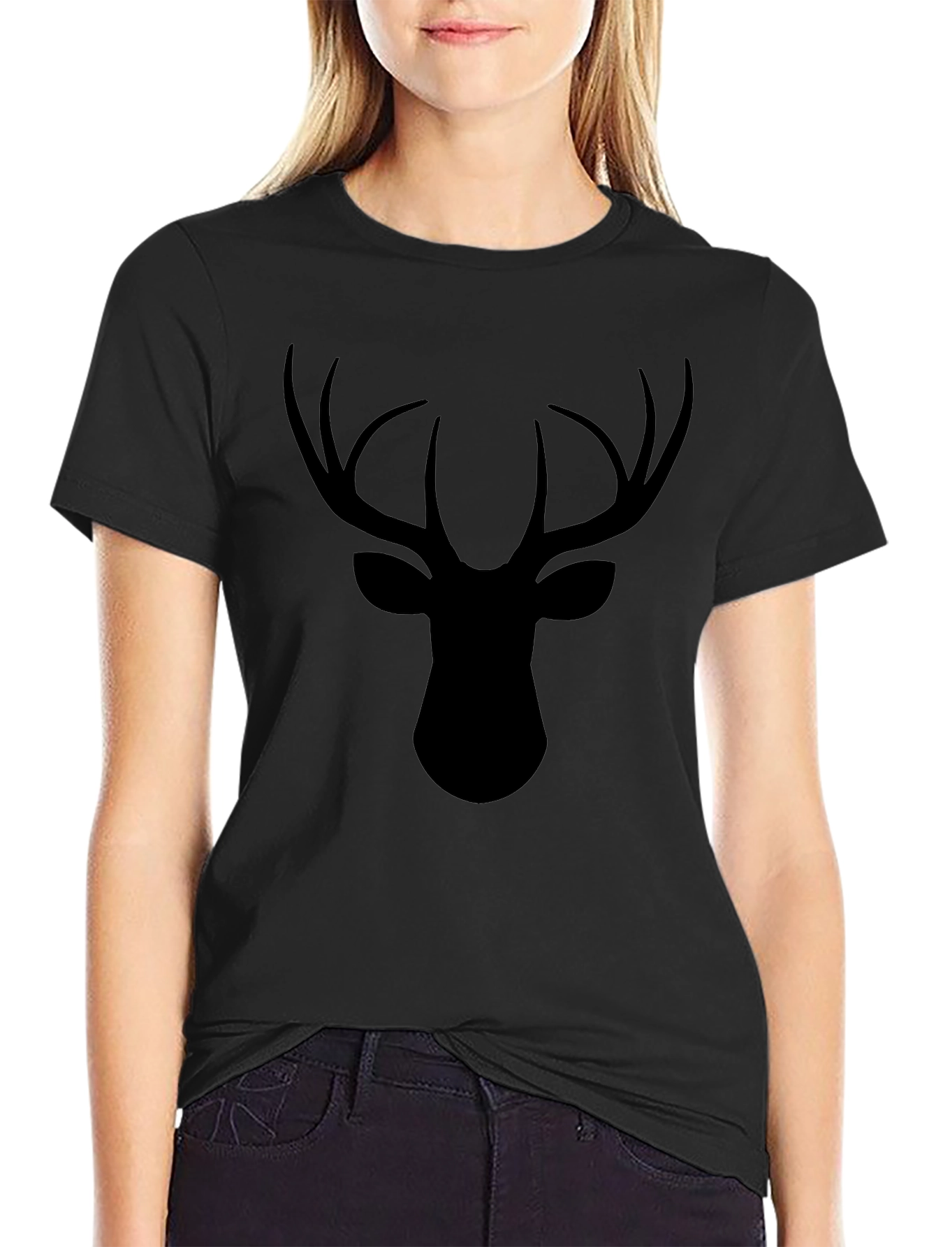 Black Deer Head Graphic Tee
