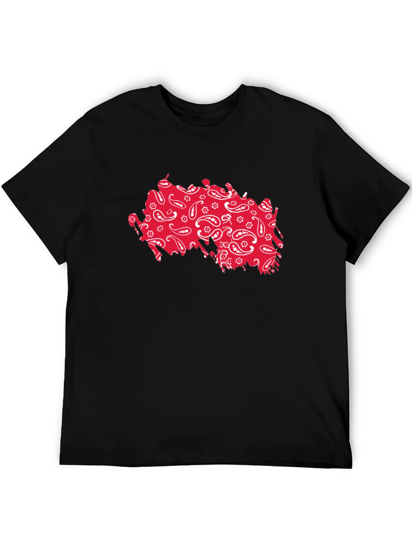 Paisley Pattern Tee - Black Cotton Casual Shirt
