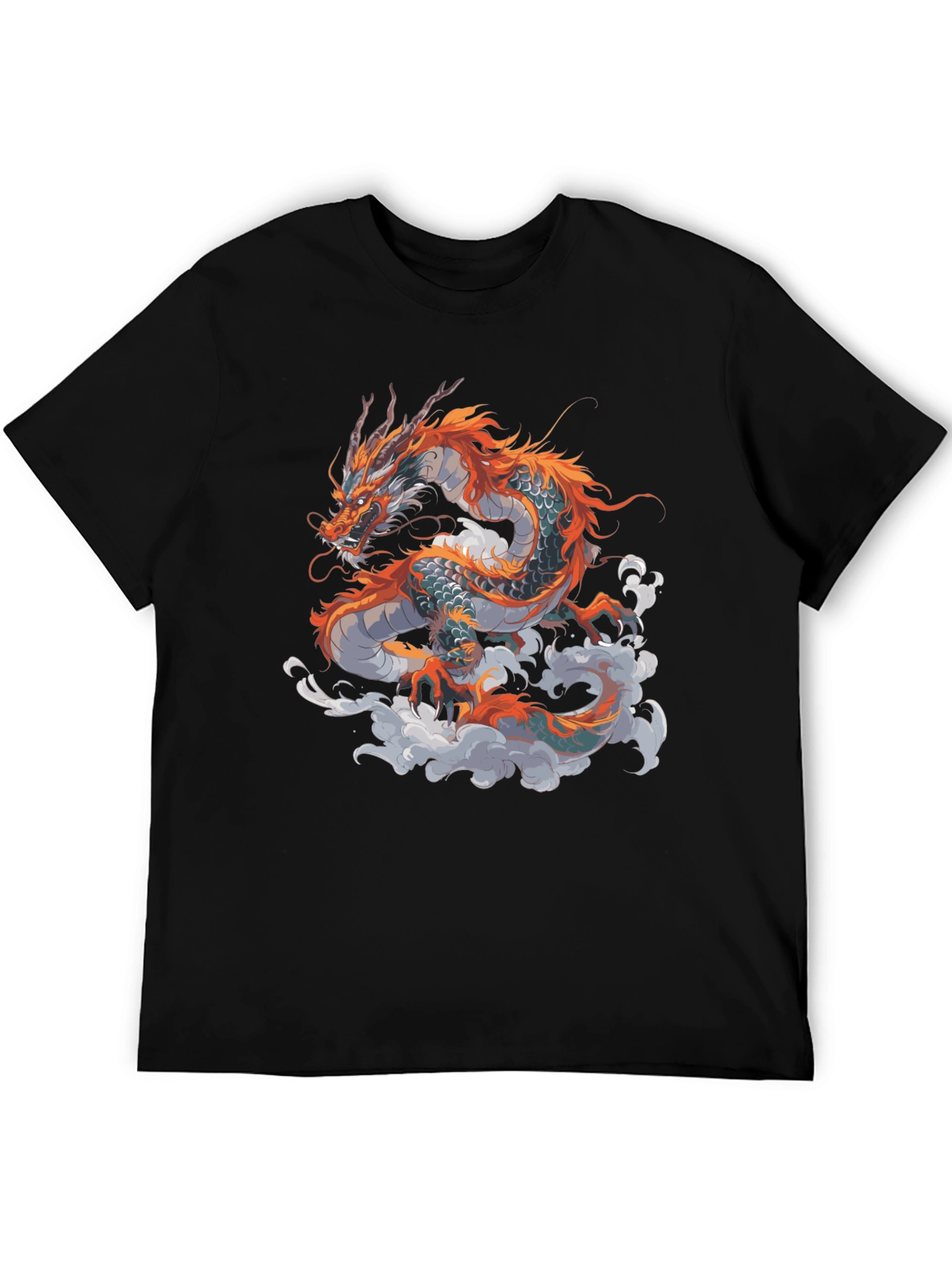 Dragon Graphic Print Black T-Shirt