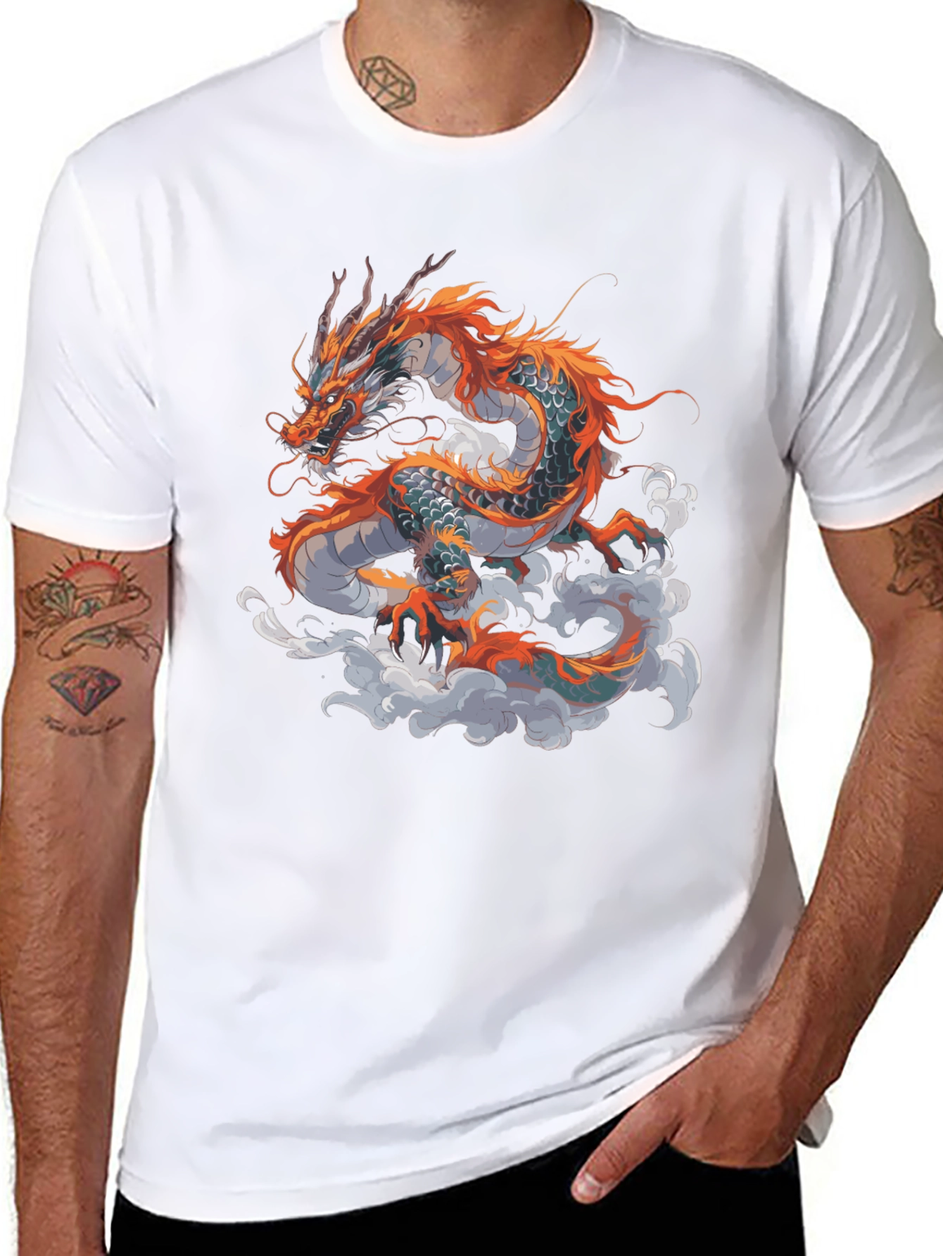 Dragon Graphic Print Black T-Shirt