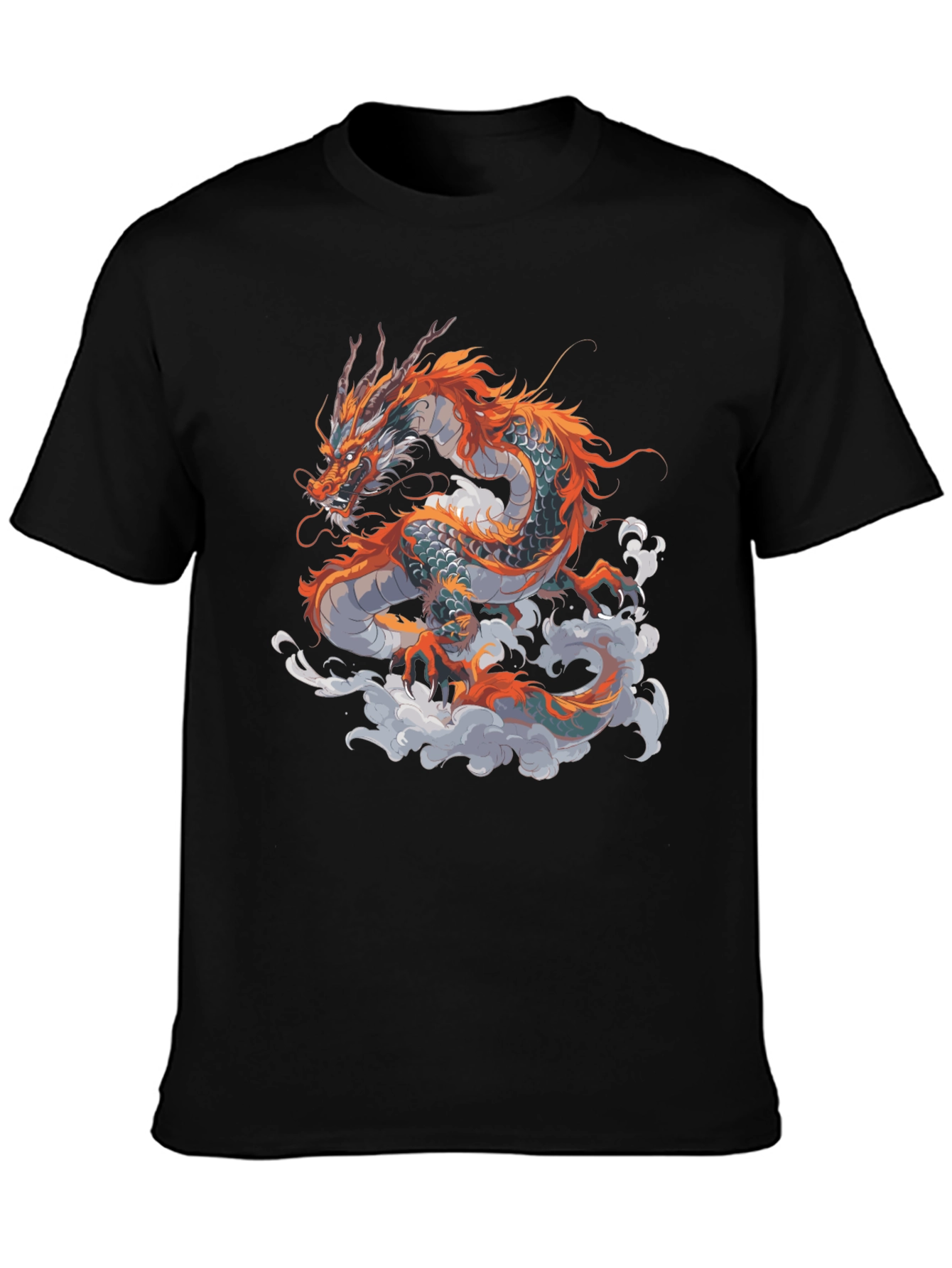 Dragon Graphic Print Black T-Shirt