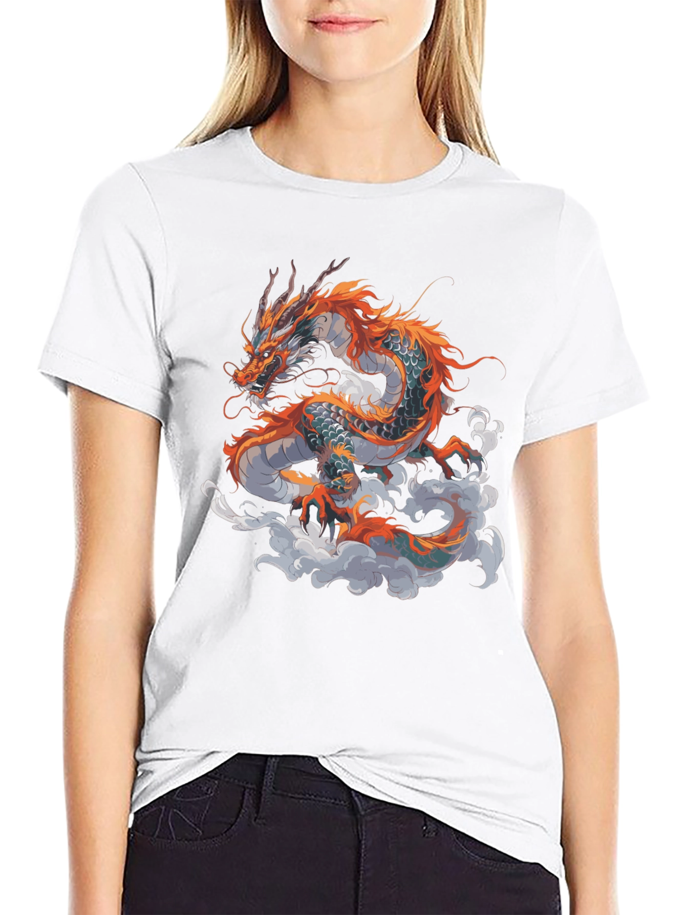 Dragon Graphic Print Black T-Shirt