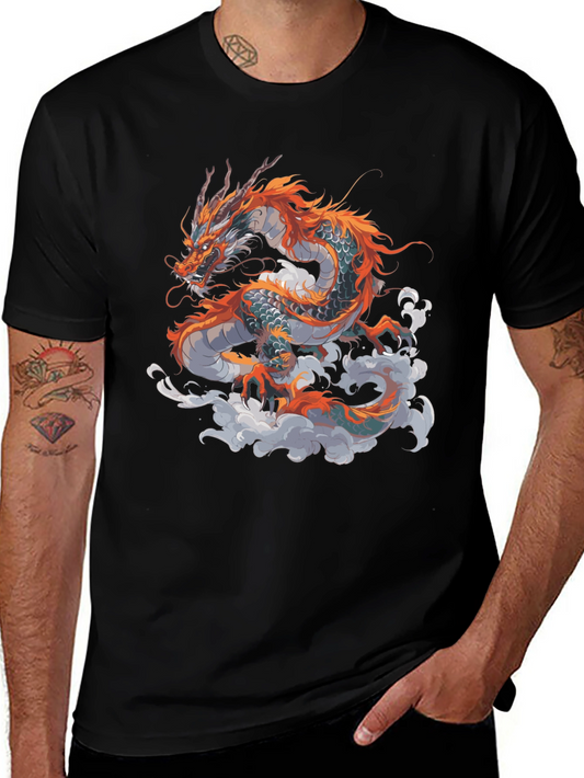 Dragon Graphic Print Black T-Shirt