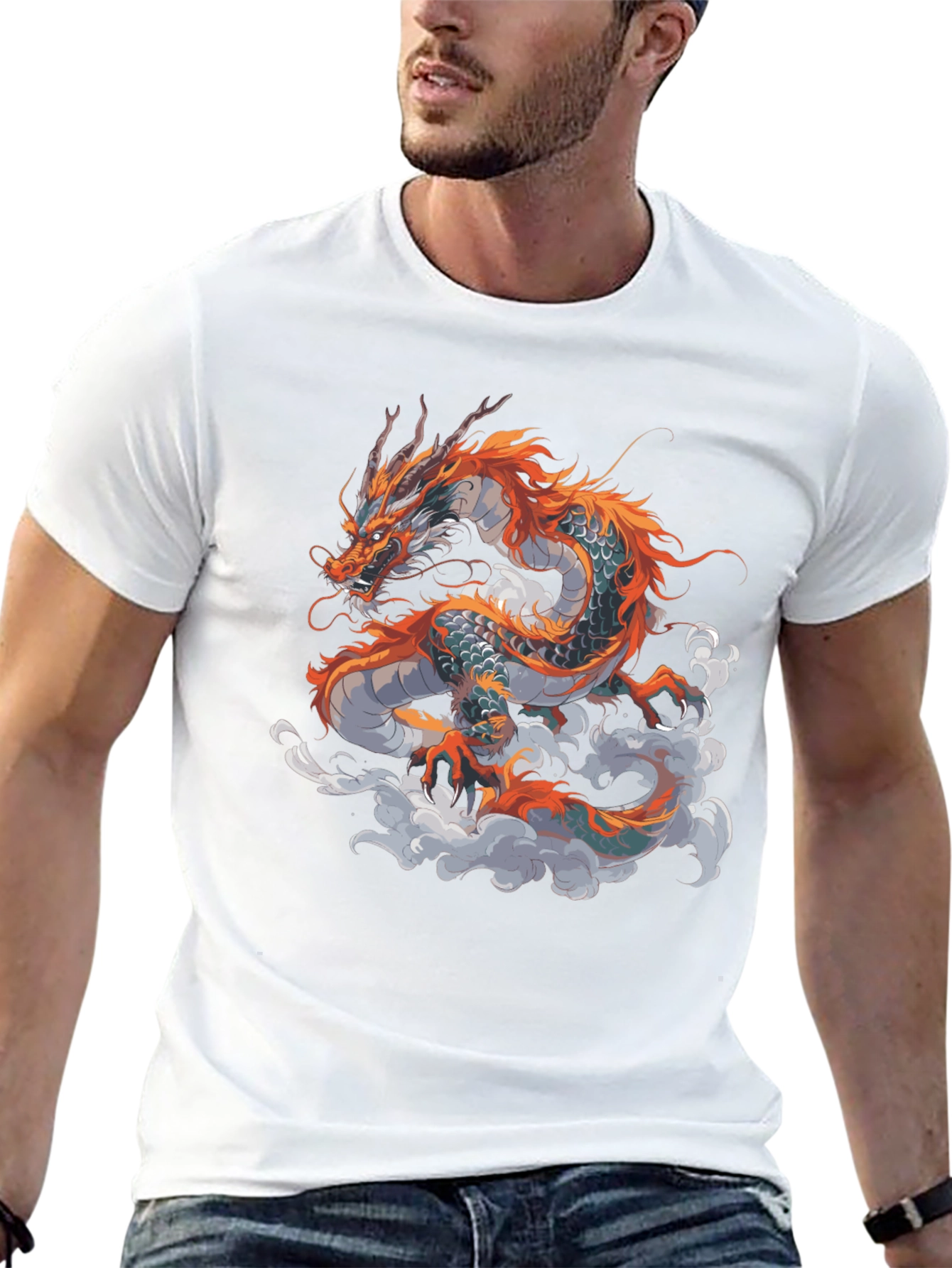 Dragon Graphic Print Black T-Shirt