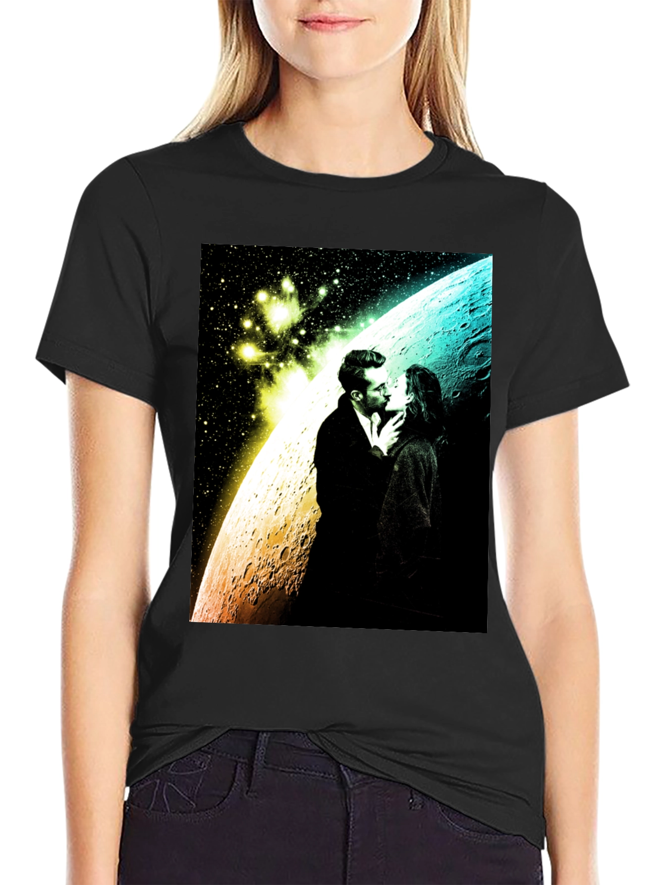 Romantic Space Kiss Graphic Tee