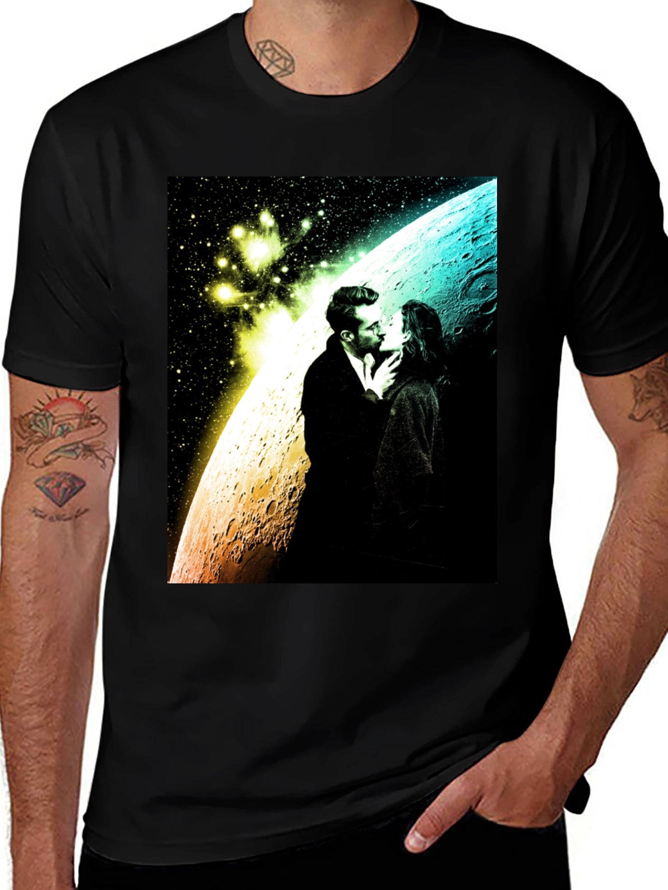 Romantic Space Kiss Graphic Tee