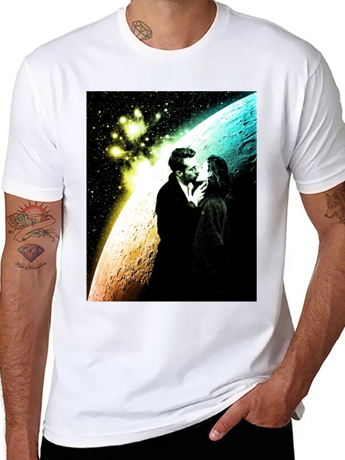Romantic Space Kiss Graphic Tee