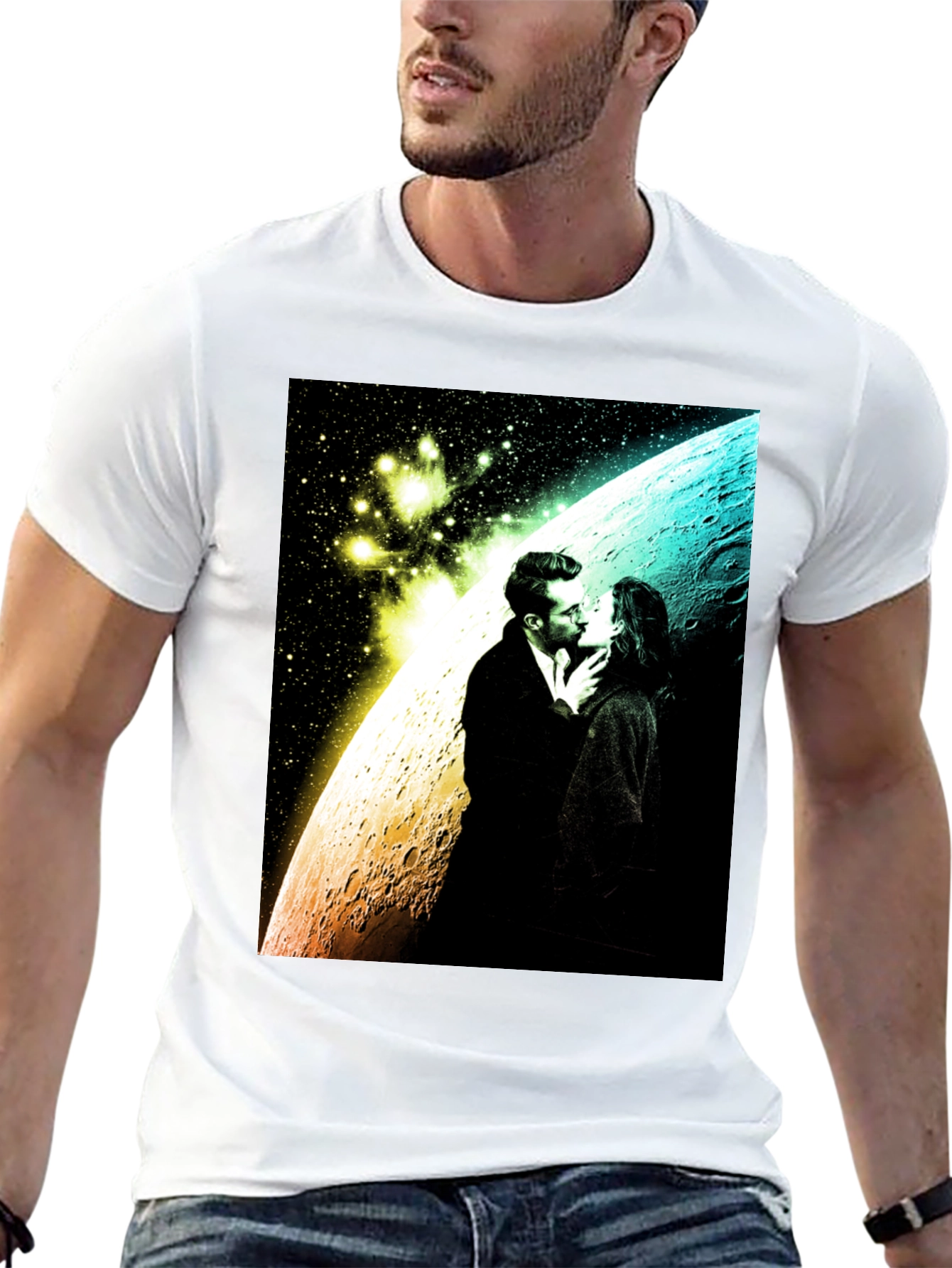 Romantic Space Kiss Graphic Tee