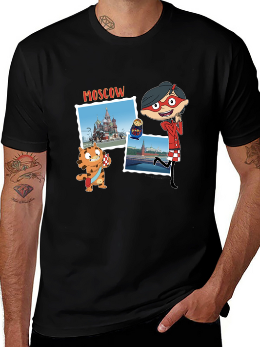 Moscow Cartoon Graphic T-Shirt - Black