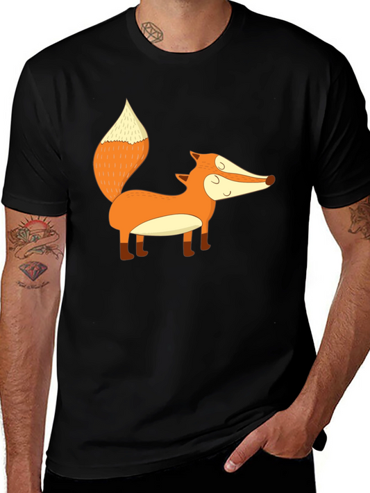 Cute Fox Graphic Black T-Shirt