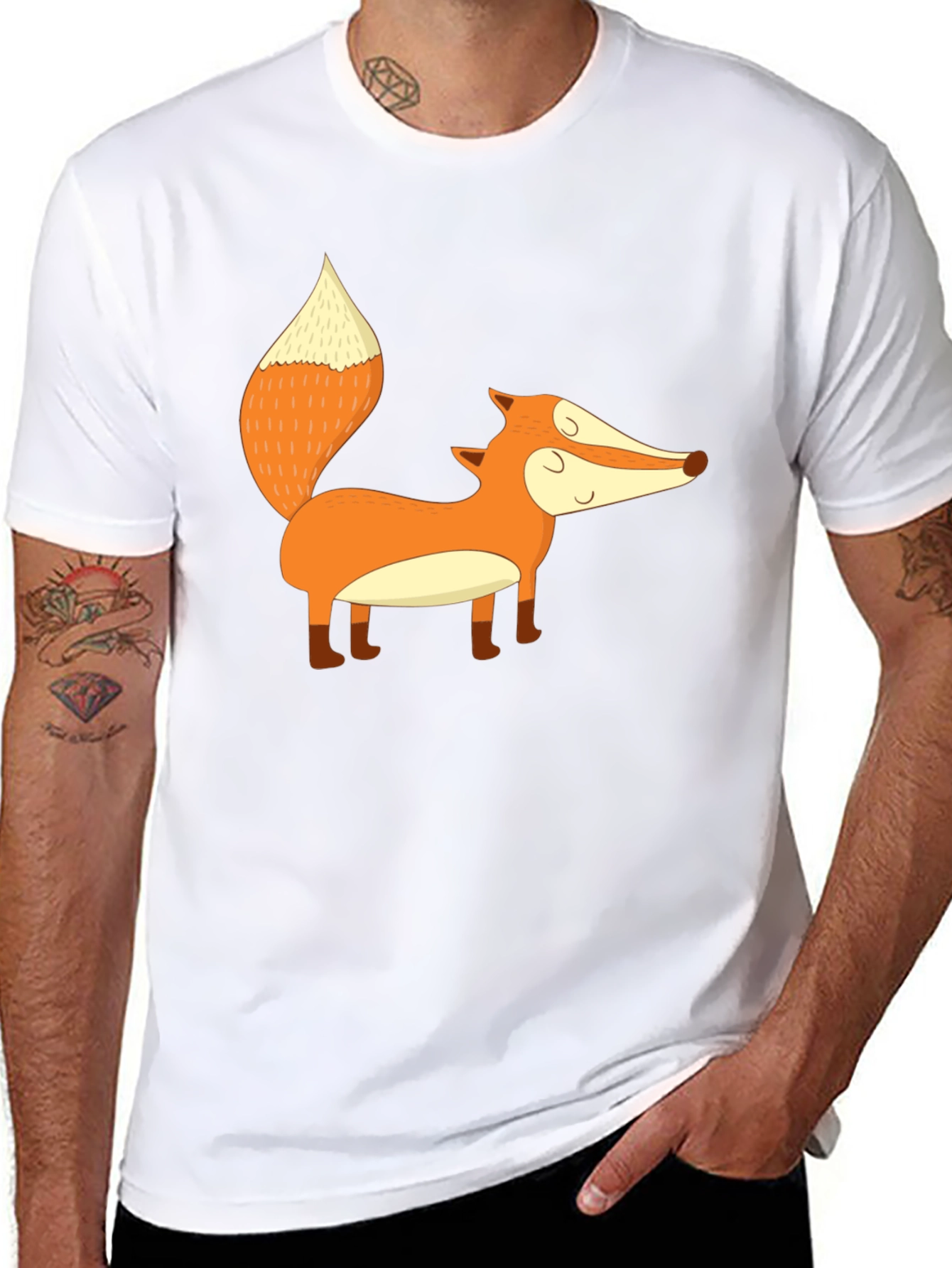 Cute Fox Graphic Black T-Shirt