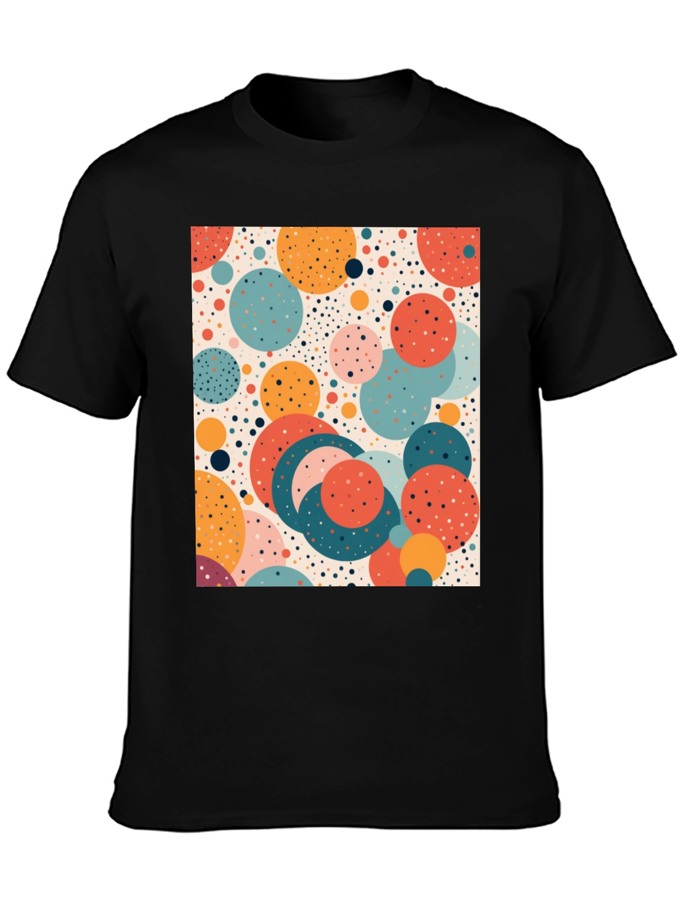 Retro Circle Print T-Shirt - Modern Art Tee