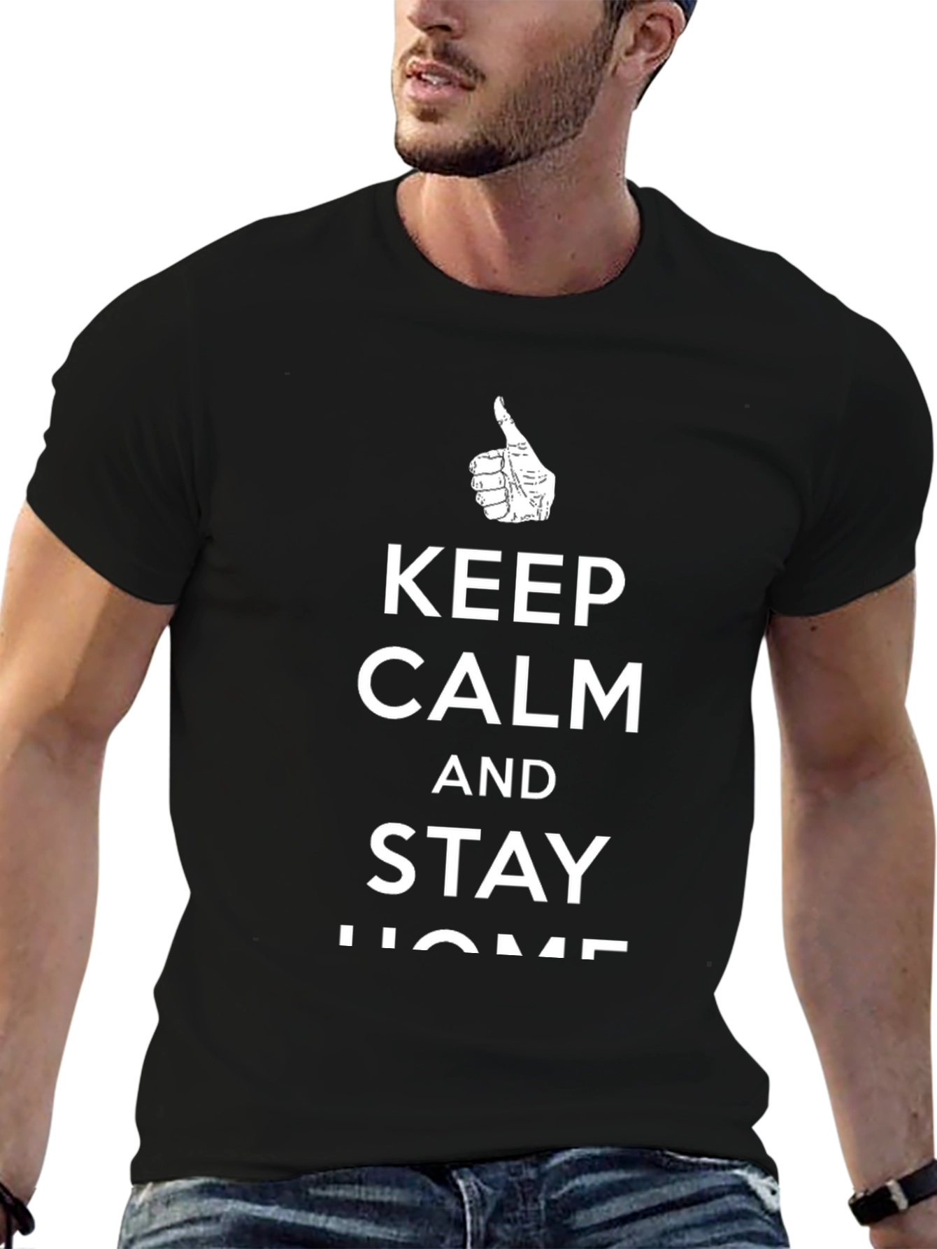 Keep Calm and Stay Home Black T-Shirt
