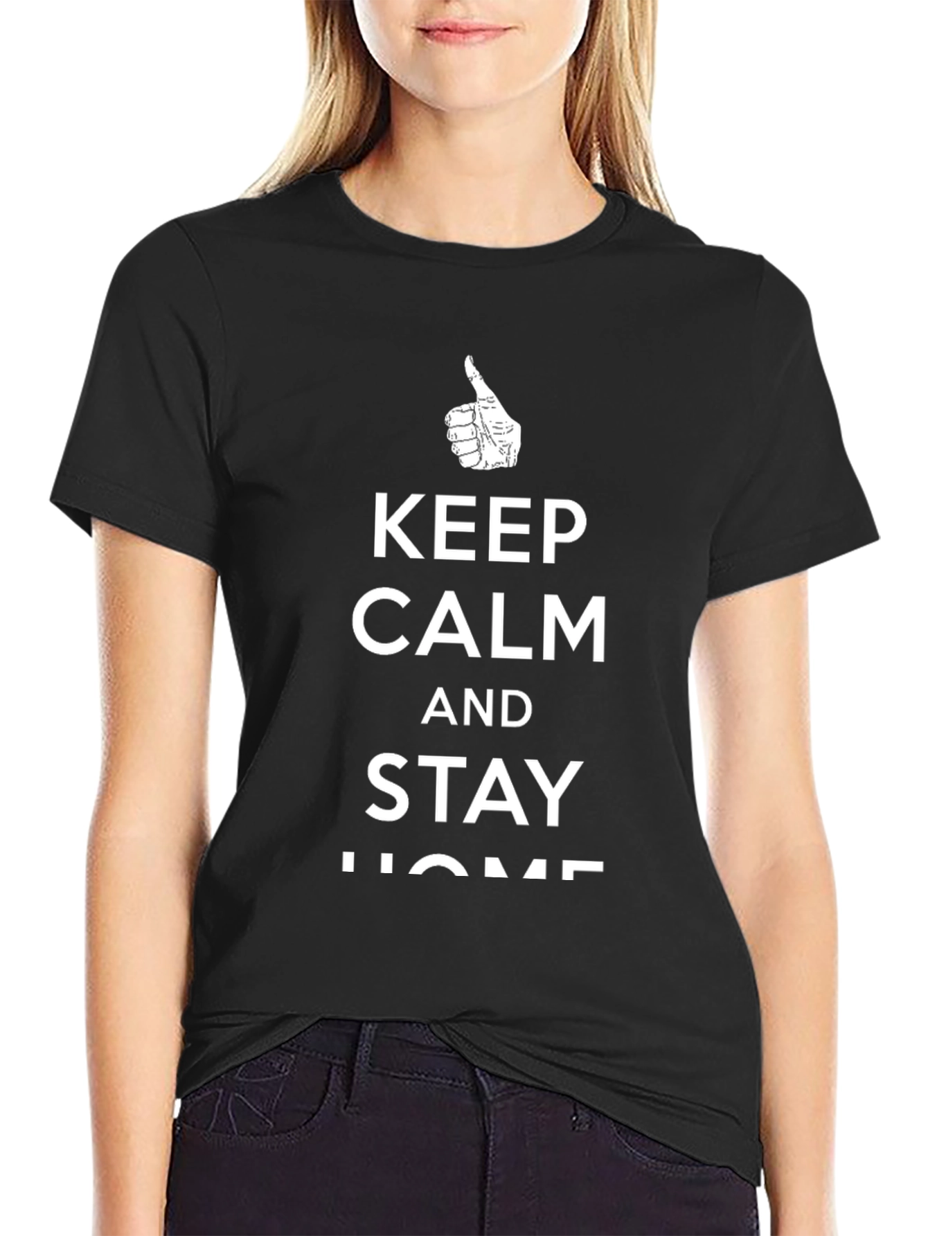 Keep Calm and Stay Home Black T-Shirt