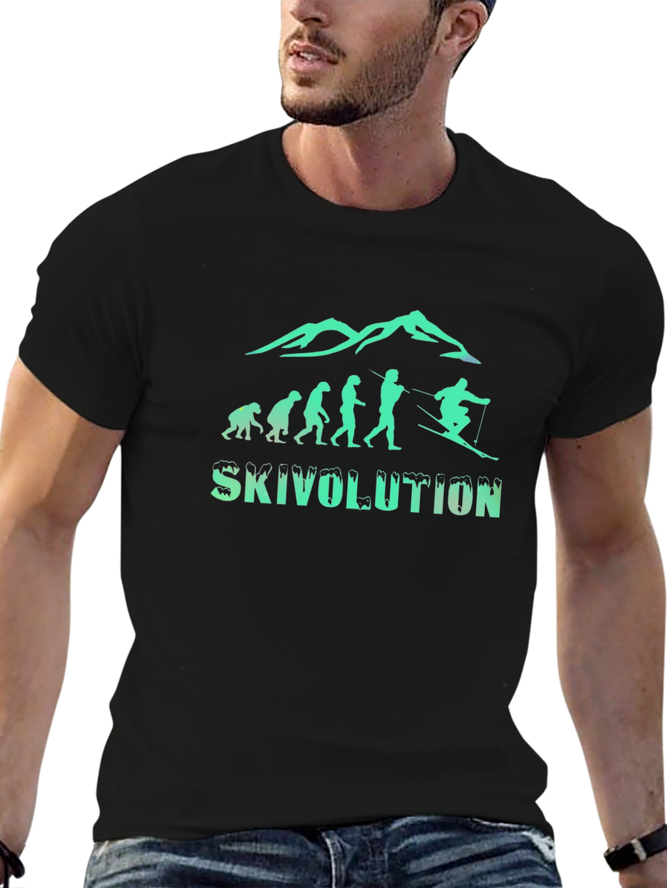 Skivolution Black Tee - Ski Evolution Graphic T-Shirt