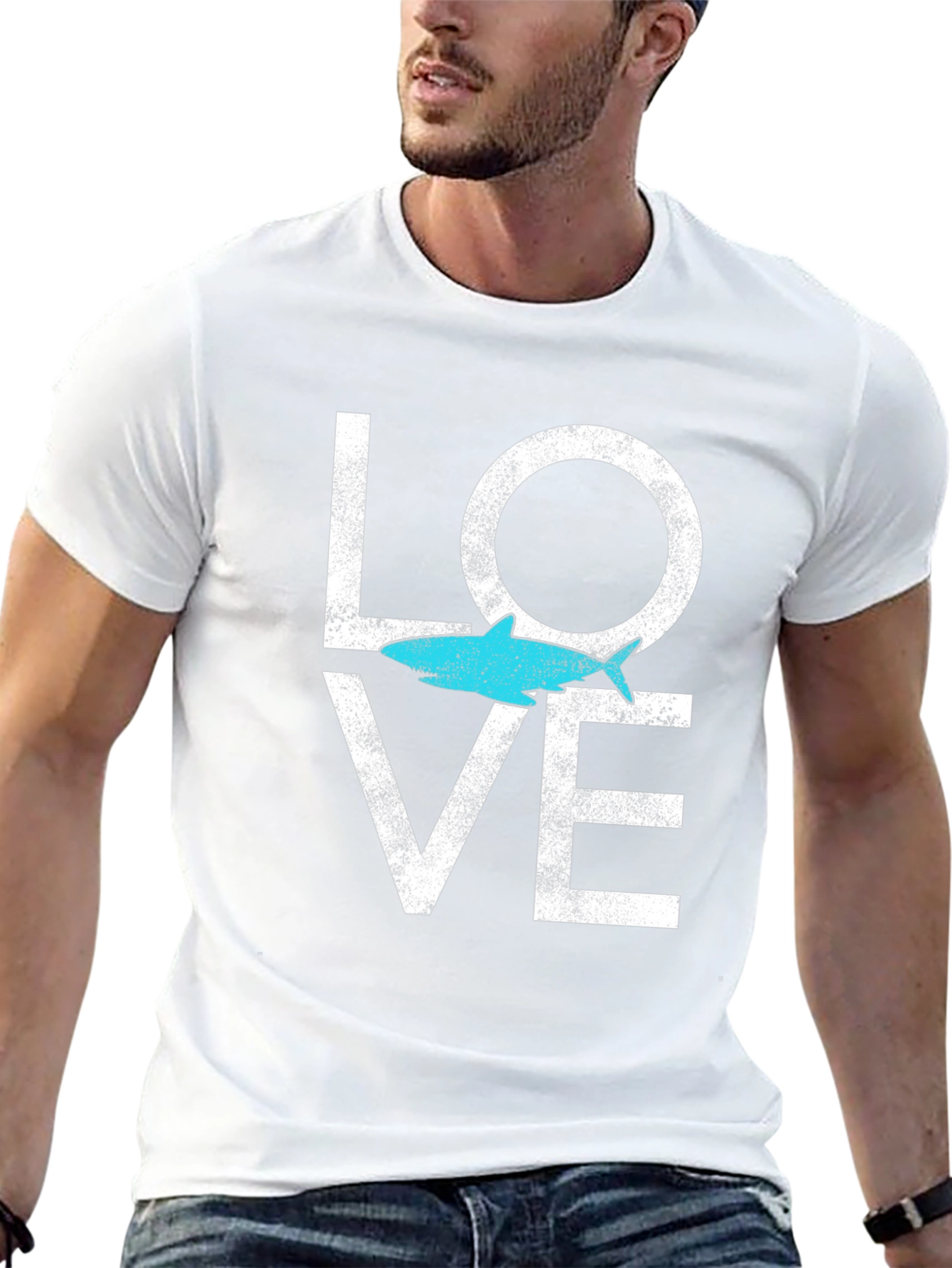Shark Love Graphic Tee - Soft Cotton Blend
