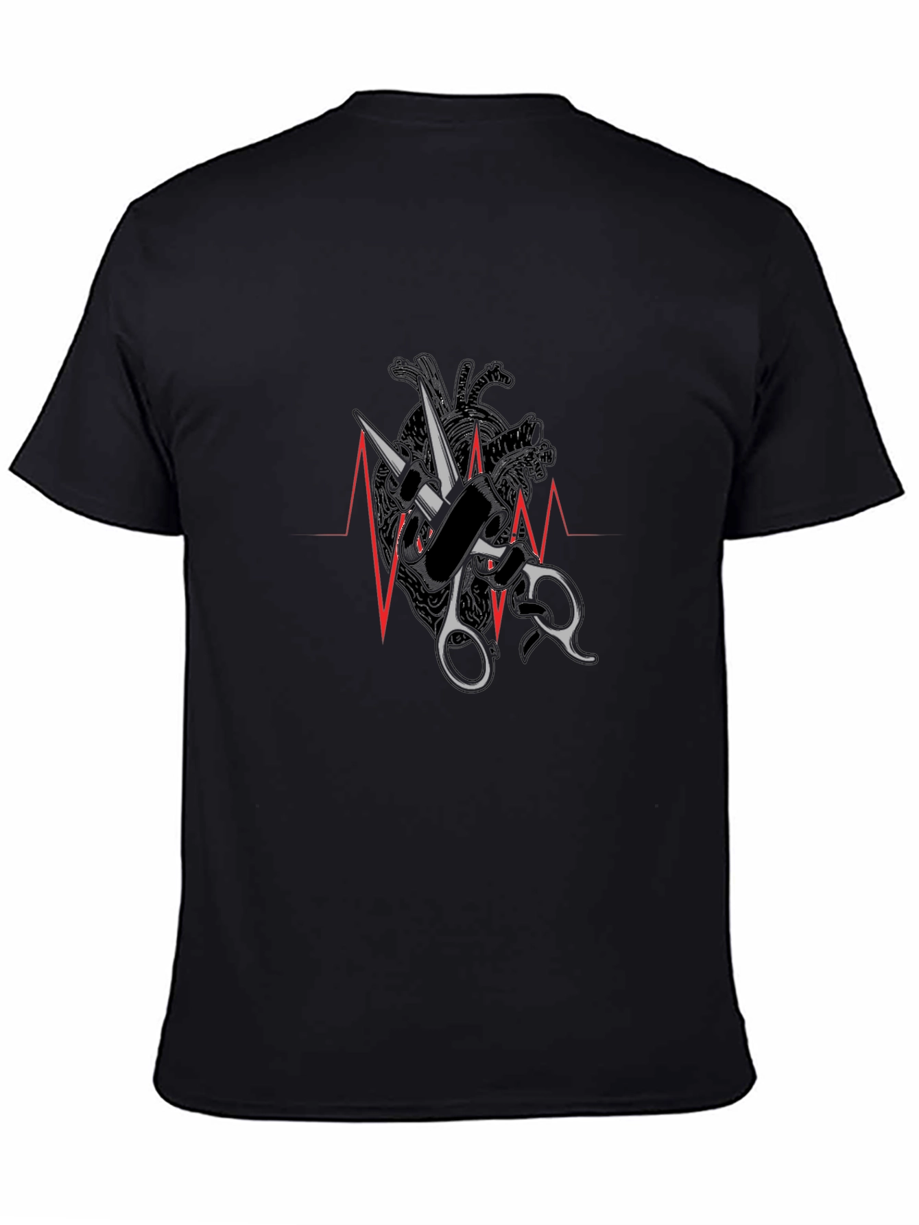 Heartbeat Scissors Graphic Tee - Barber Style